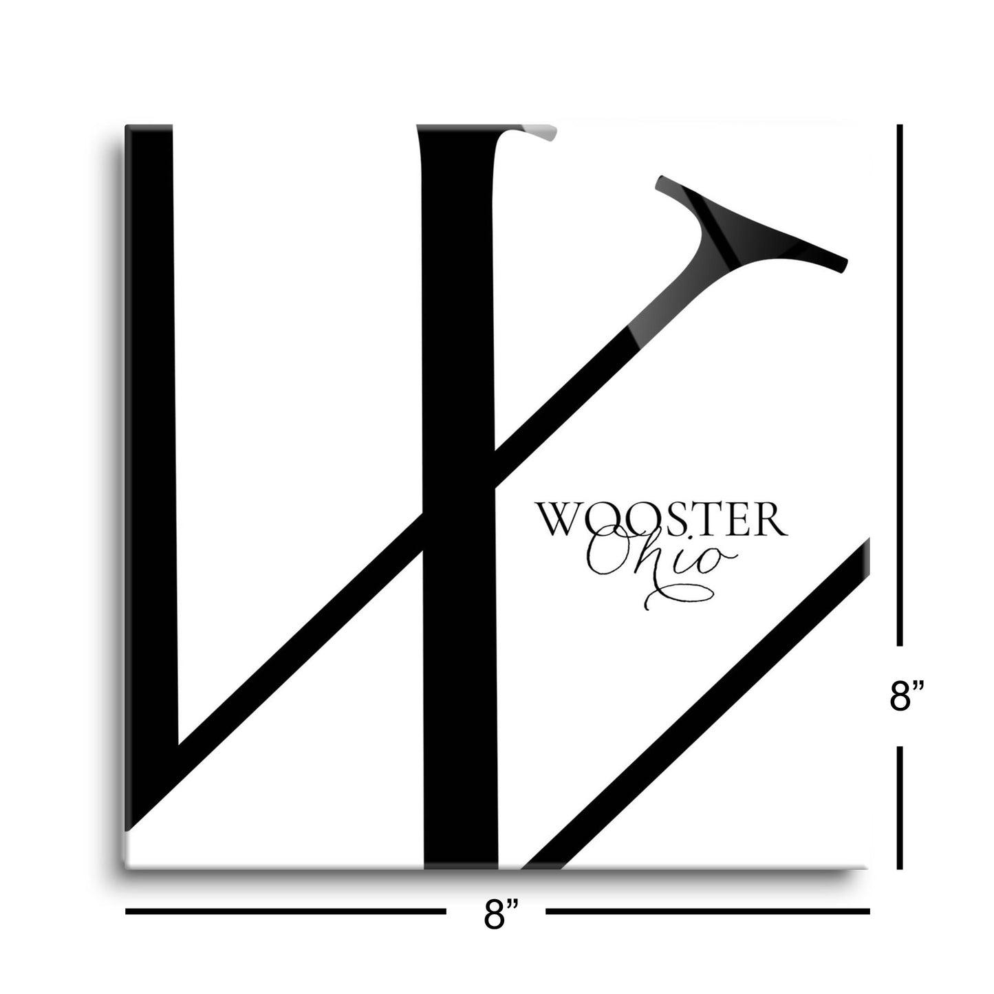 Wooster Oh Minimal Monogram | Hi-Def Glass Art | Eaches | Min 2