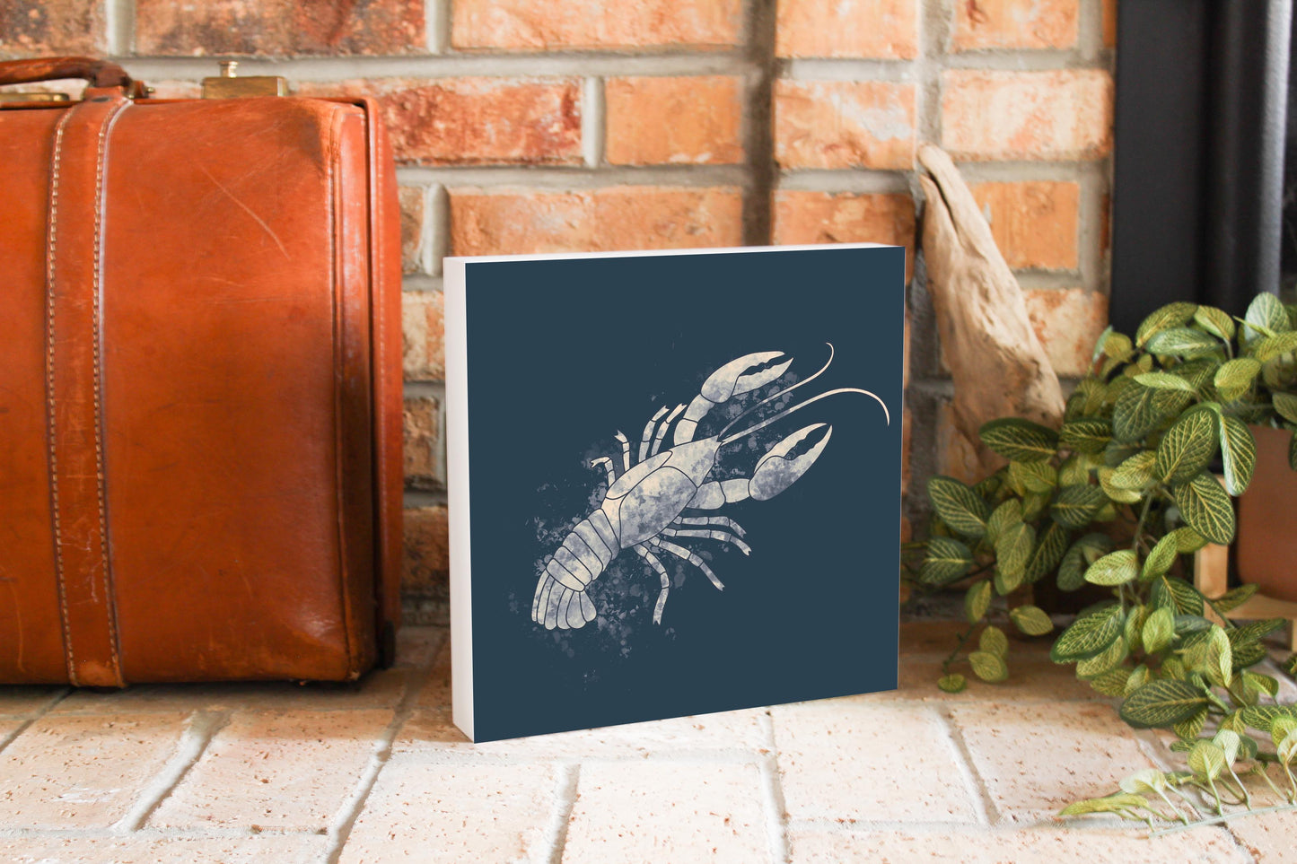 Modern Minimalist Louisiana Crawfish Water Color | Wood Block | Eaches | Min 2