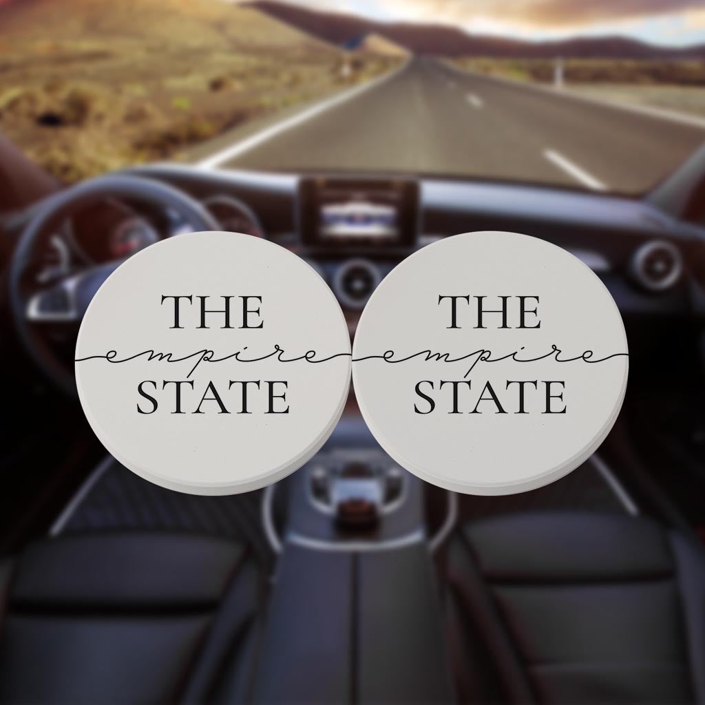 Minimalistic B&W New York Quip The Empire State | Absorbent Car Coasters | Set of 2 | Min 4