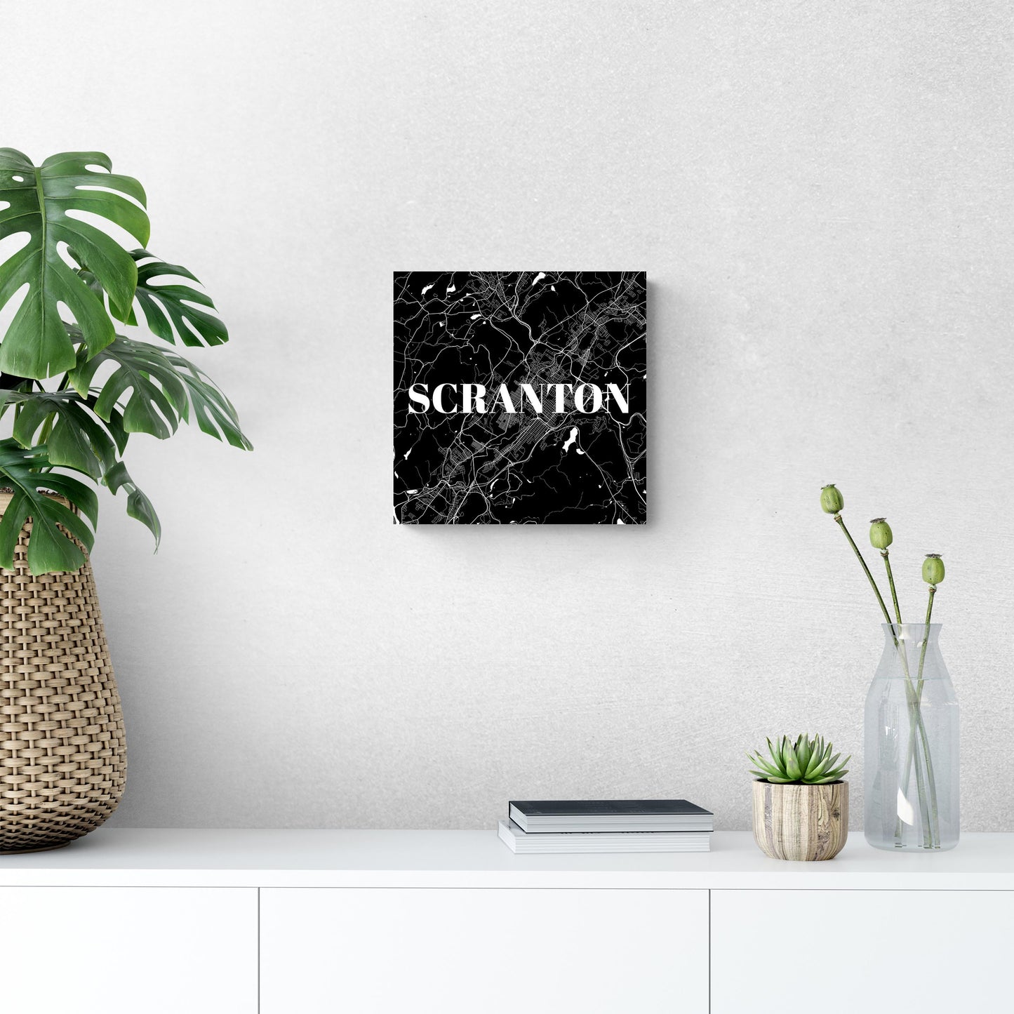 Minimalistic B&W Pennsylvania Scranton Map | Wood Sign | Eaches | Min 2