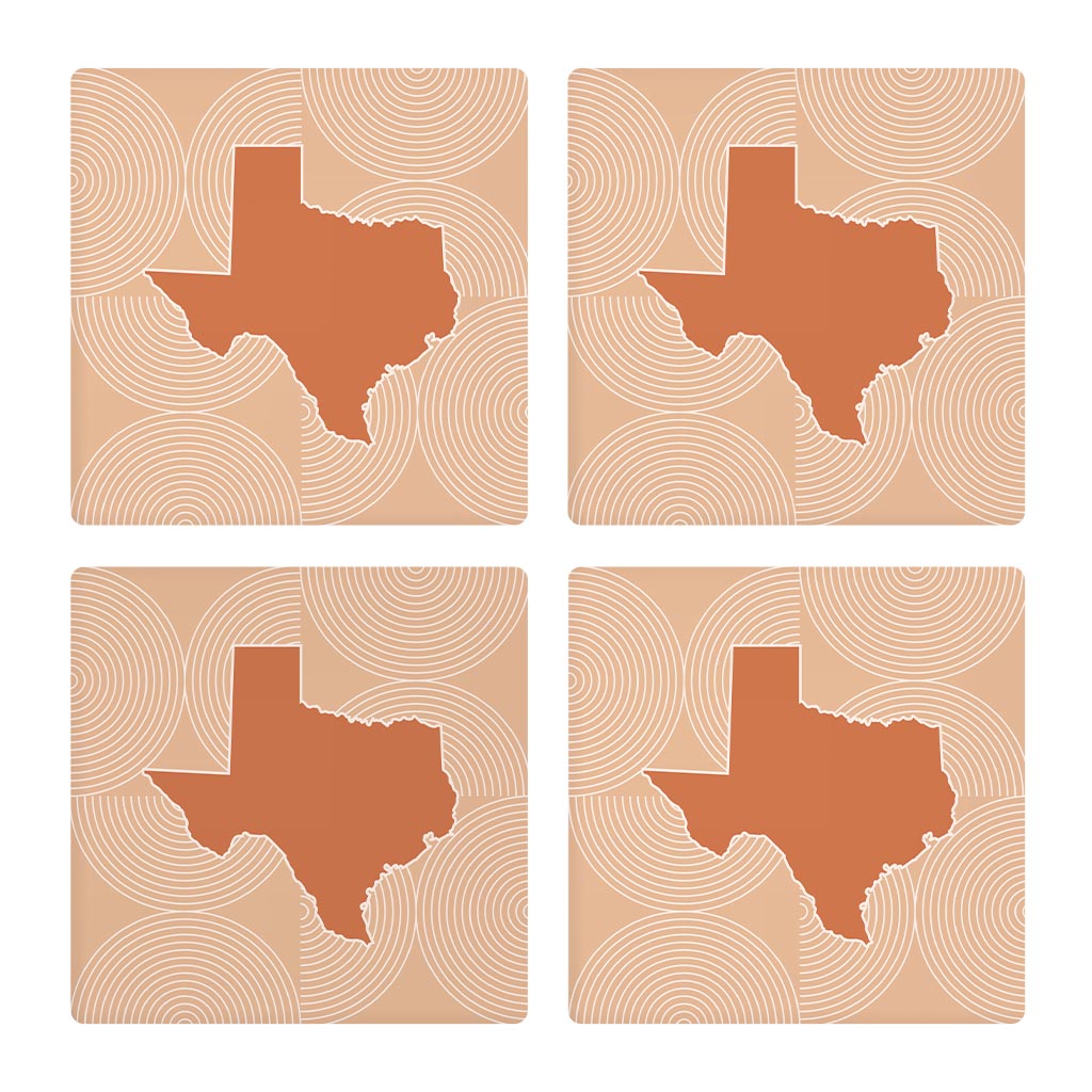 Modern Minimalist Texas State Shape With Pattern | Absorbent Coasters | Set of 4 | Min 2