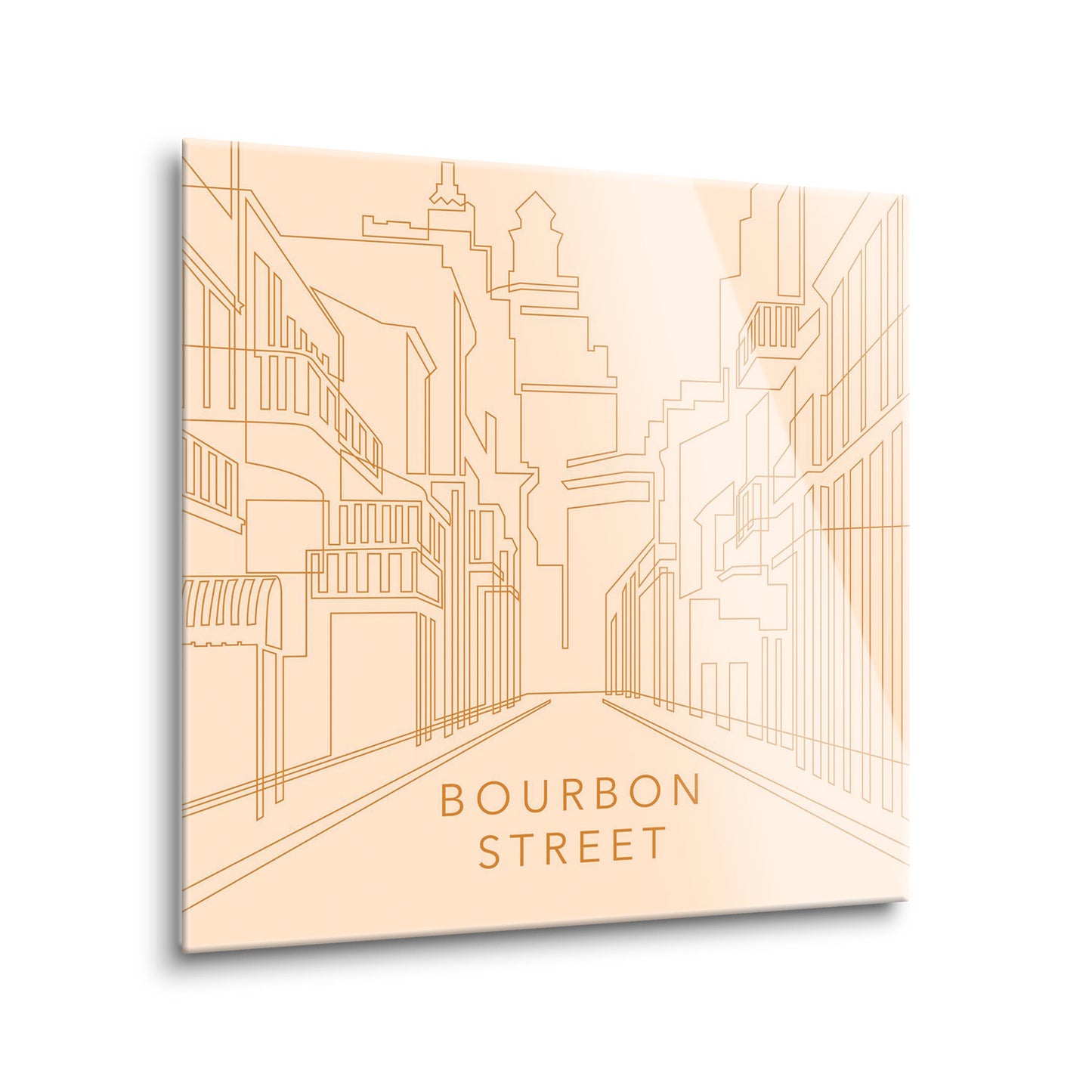 Modern Minimalist Louisiana Bourbon Street Line Drawing | Hi-Def Glass Art | Eaches | Min 2
