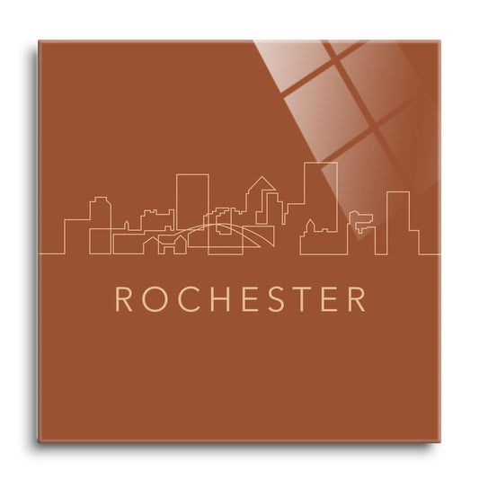 Modern Minimalist New York Rochester Skyline | Hi-Def Glass Art | Eaches | Min 1