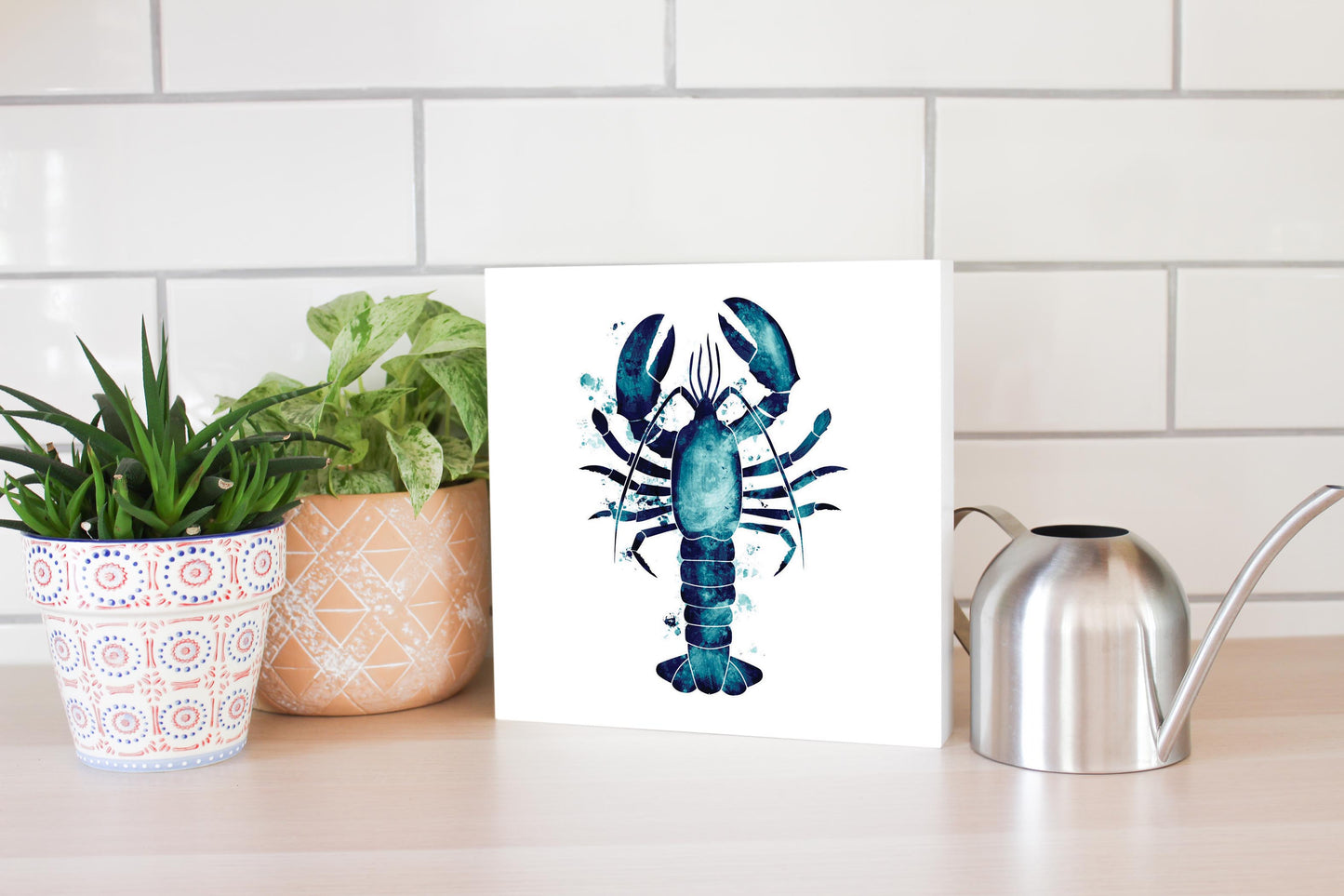 New England Water Color Lobster | Wood Block | Eaches | Min 2