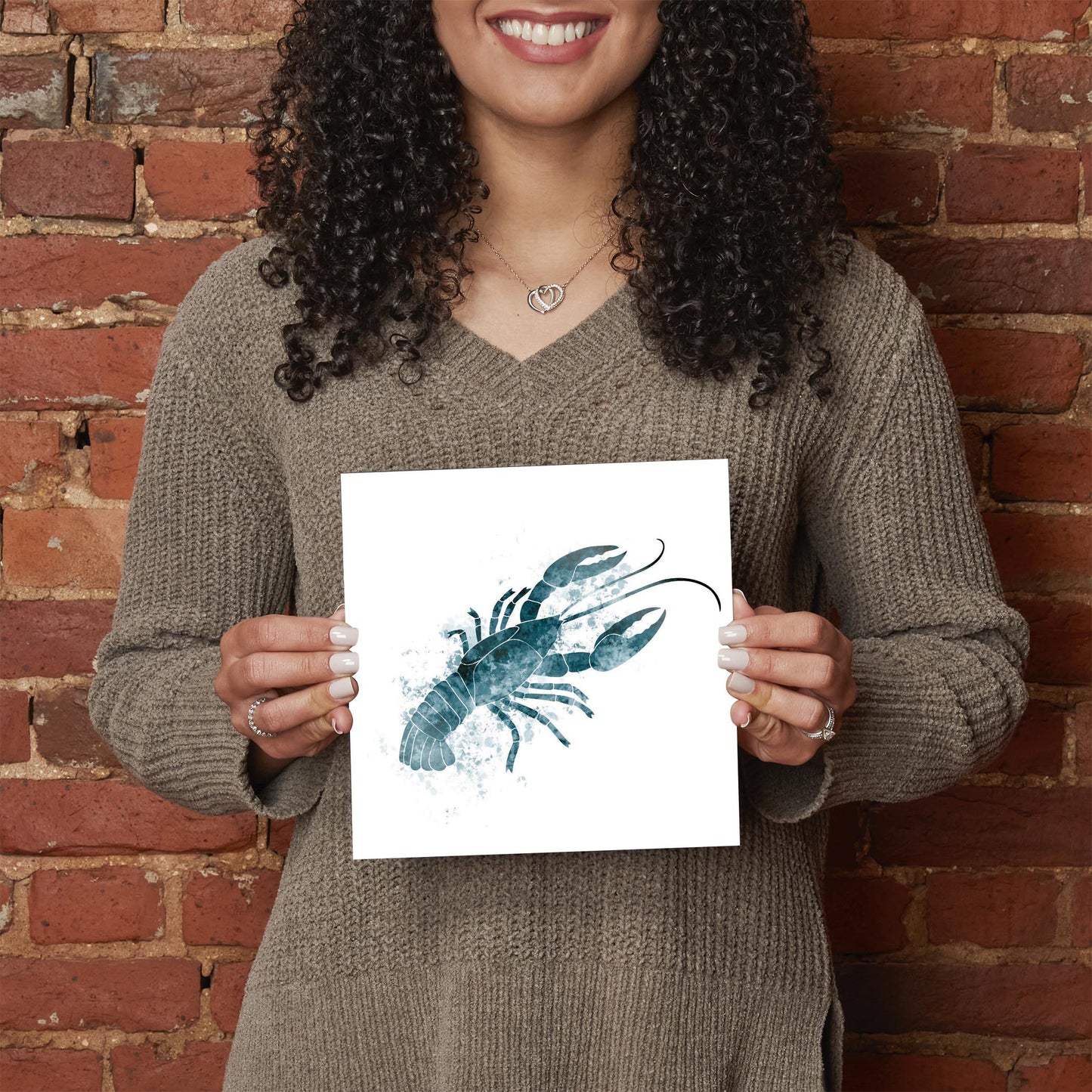 Blue White Water Color Crawfish | Hi-Def Glass Art | Eaches | Min 2
