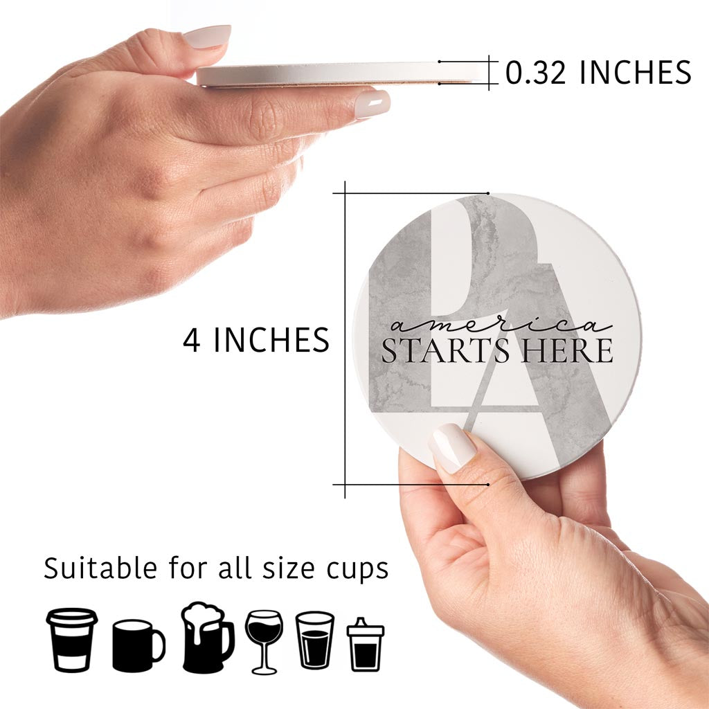 Minimalistic B&W Pennsylvania America Quip | Absorbent Coasters | Set of 4 | Min 2