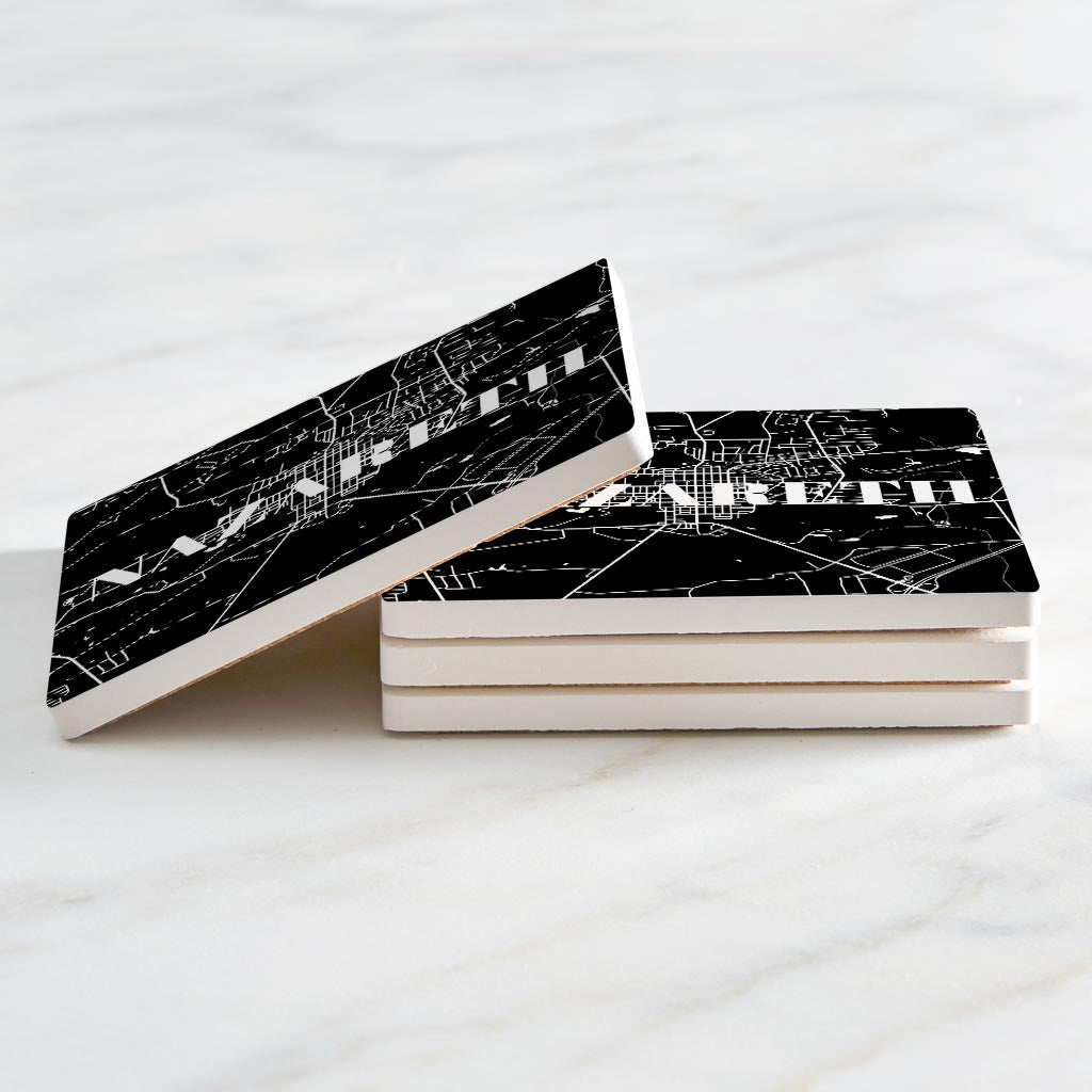 Minimalistic B&W Pennsylvania Nazareth Map | Absorbent Coasters | Set of 4 | Min 2