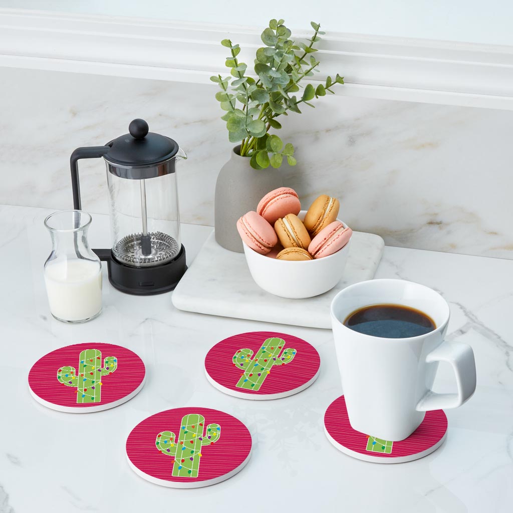 Bright Christmas Cactus| Absorbent Coasters | Set of 4 | Min 2
