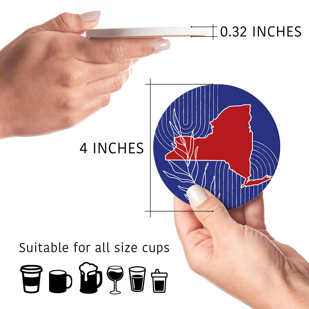 Red White And Blue New York State Buffalo Skyline | Absorbent Coasters | Set of 4 | Min 2