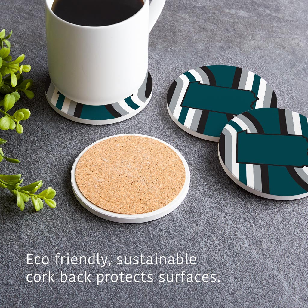 Modern Minimalist Pennsylvania Retro Shape | Absorbent Coasters | Set of 4 | Min 2