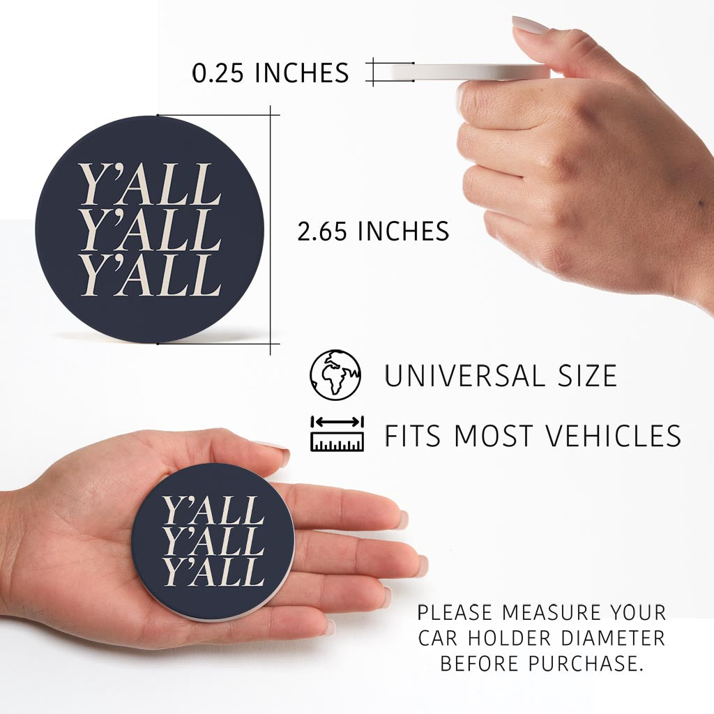 Modern Minimalist Texas Yall | Absorbent Car Coasters | Set of 2 | Min 4