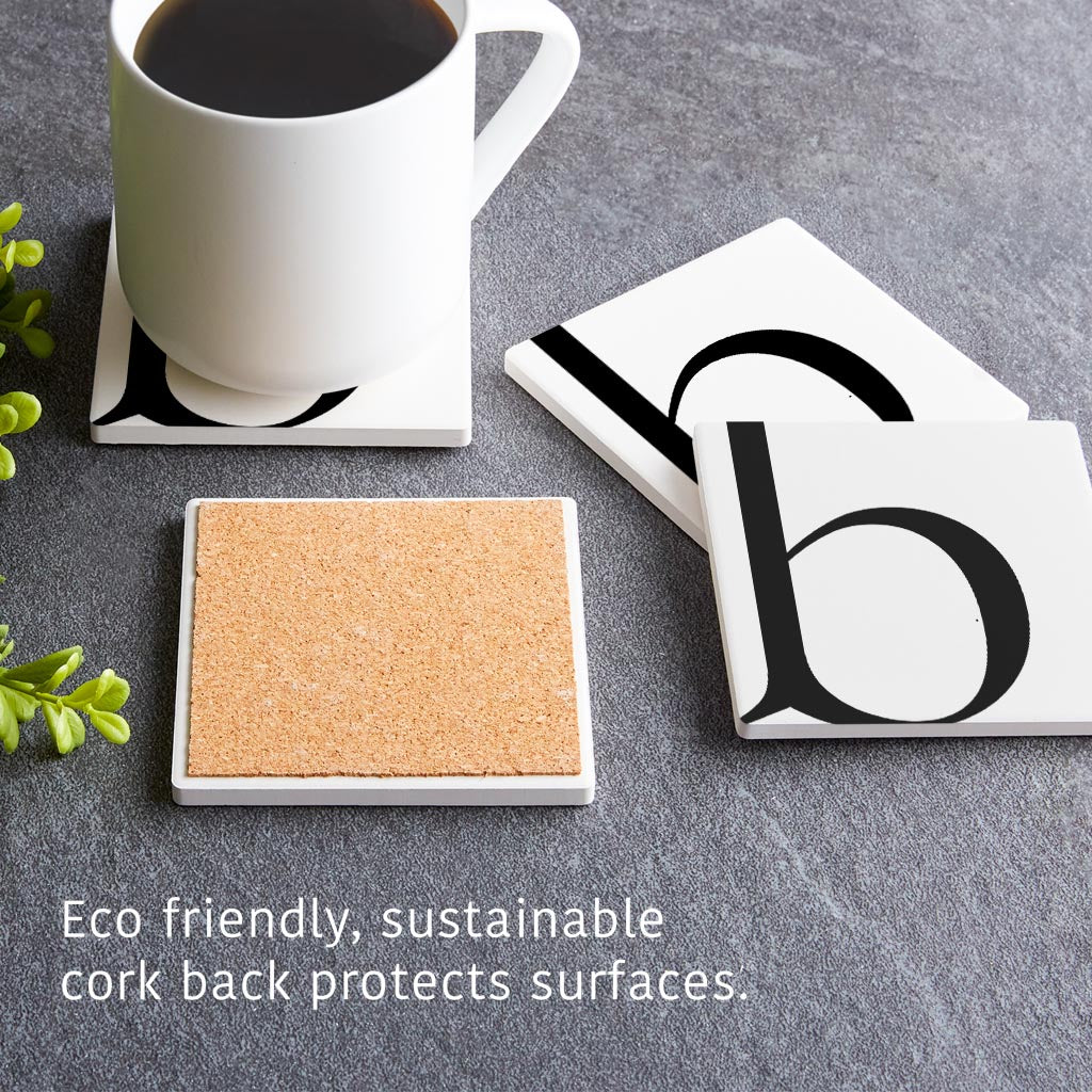 Minimal Monogram B| Absorbent Coasters | Set of 4 | Min 2