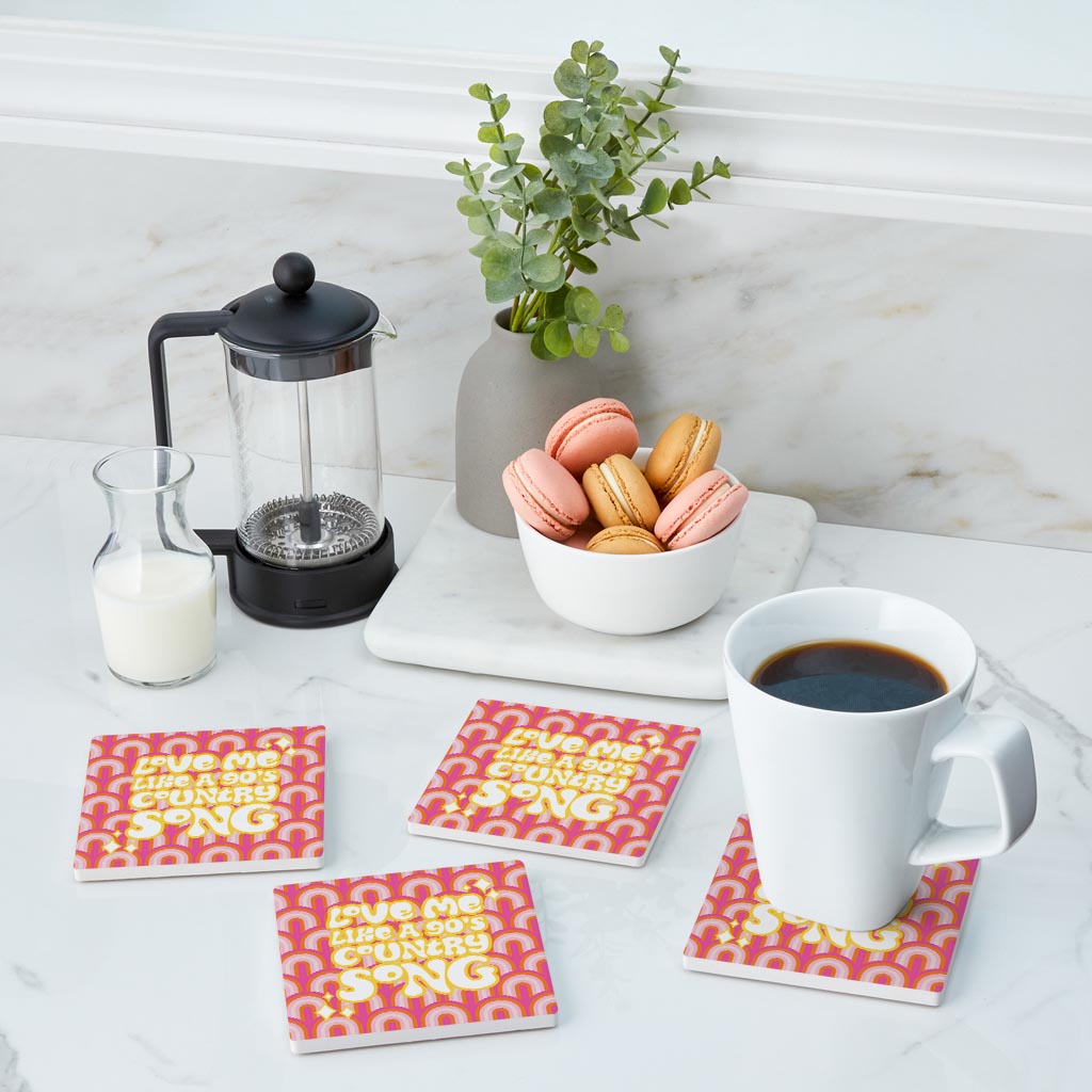 90S Country Song| Absorbent Coasters | Set of 4 | Min 2