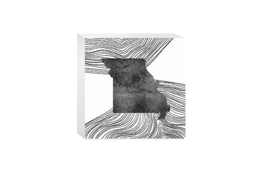 Minimalist B&W Missouri State With Fluid Lines | Wood Block | Eaches | Min 4