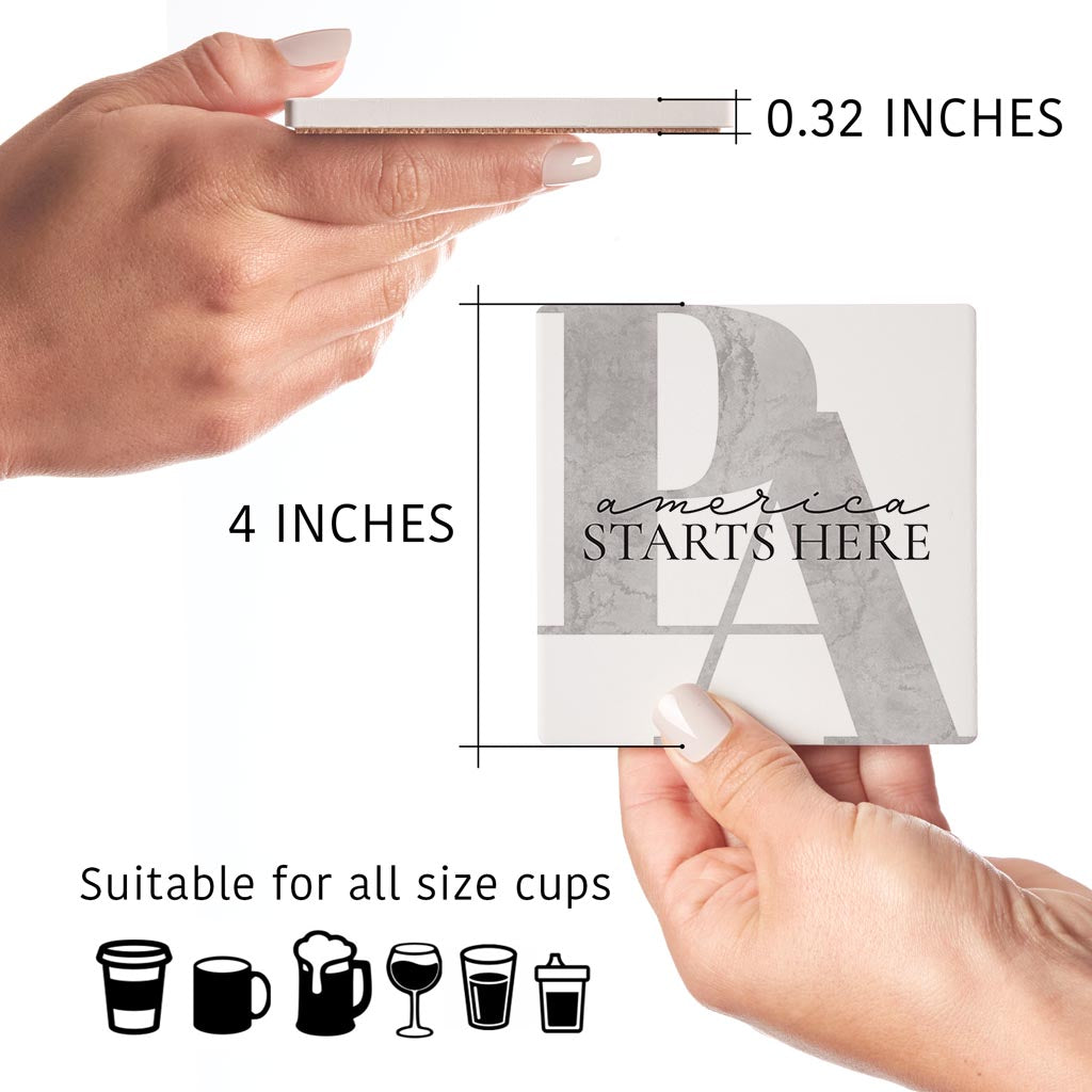 Minimalistic B&W Pennsylvania America Quip | Absorbent Coasters | Set of 4 | Min 2