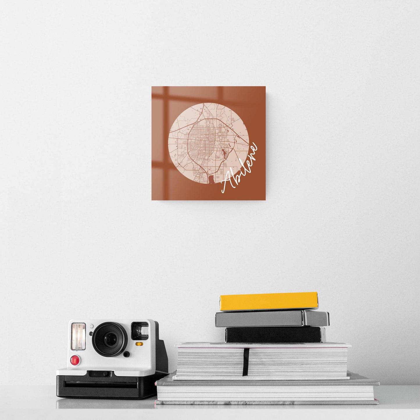 Modern Minimalist Texas Abilene Circle Map | Hi-Def Glass Art | Eaches | Min 2