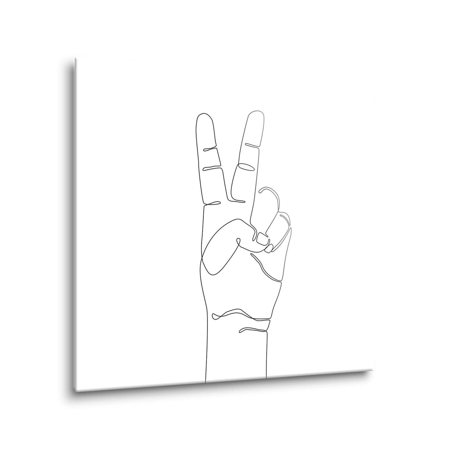Peace Hand Sign Line Drawing | Hi-Def Glass Art | Eaches | Min 2
