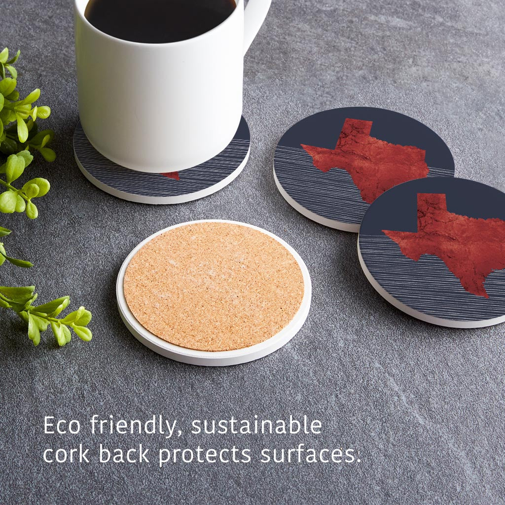 Modern Minimalist Texas Straight Line State Shape | Absorbent Coasters | Set of 4 | Min 2
