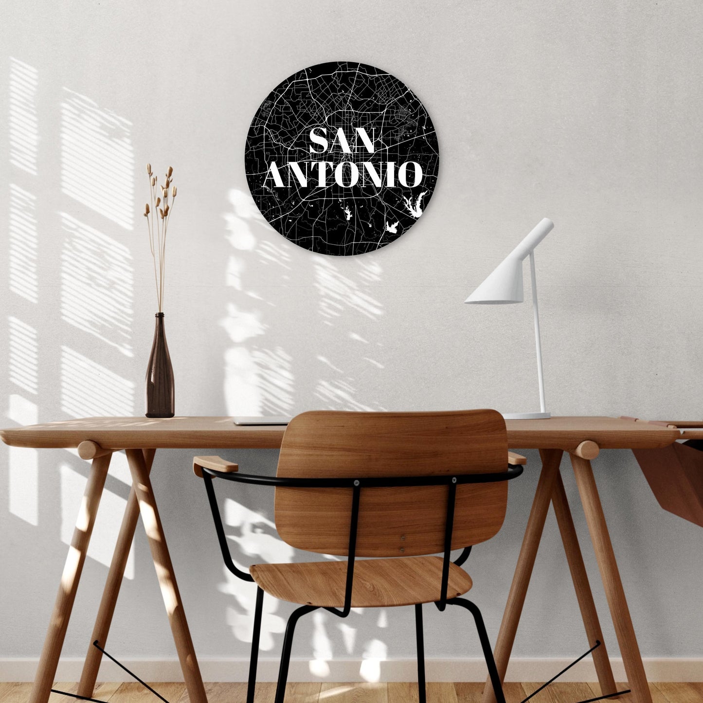 Minimalistic B&W Texas San Antonio Map | Wood Sign | Eaches | Min 1
