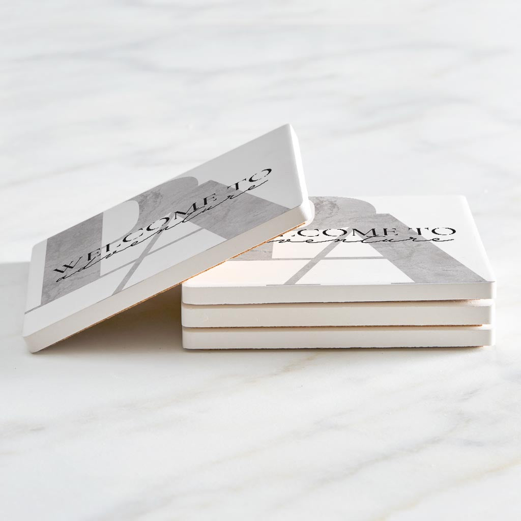 Minimalistic B&W Pennsylvania Adventure Quip | Absorbent Coasters | Set of 4 | Min 2