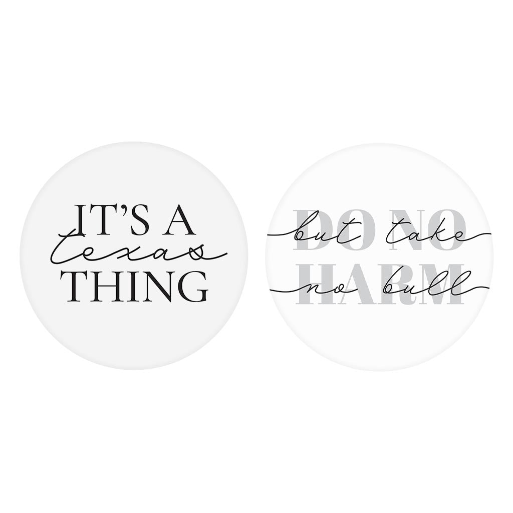 Modern Black White Texas Set | Absorbent Car Coasters | Set of 2 | Min 4