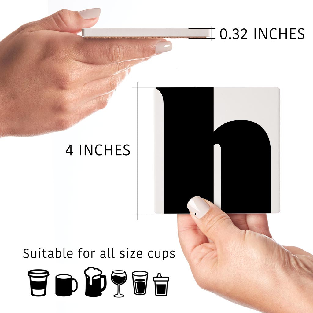 Fun Chunky Monogram H | Absorbent Coasters | Set of 4 | Min 2