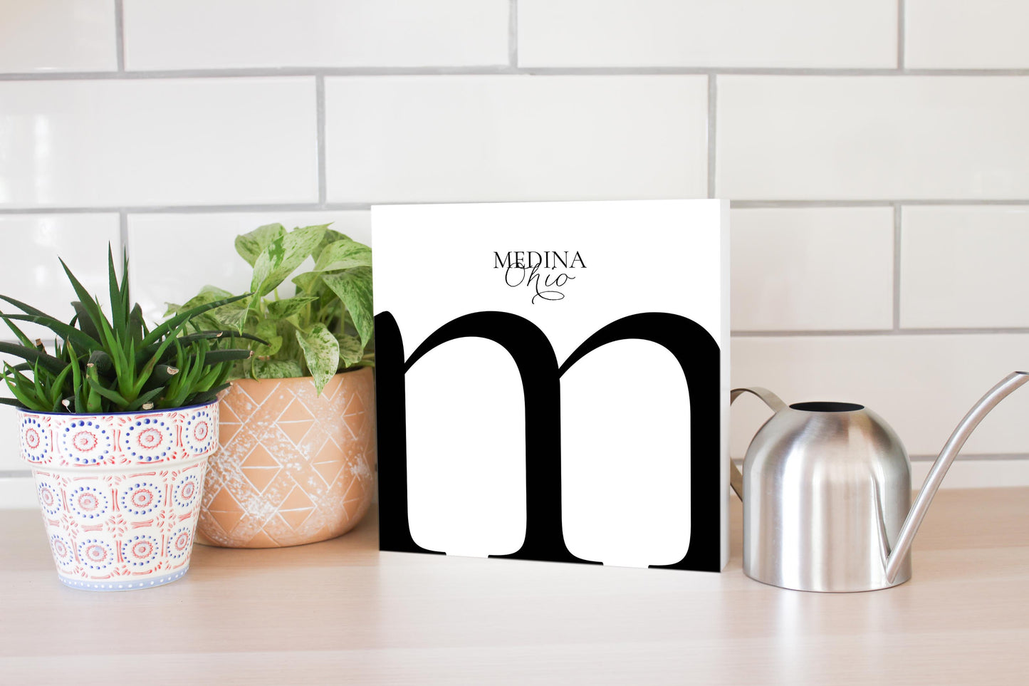 Medina Oh Minimal Monogram | Wood Block | Eaches | Min 2
