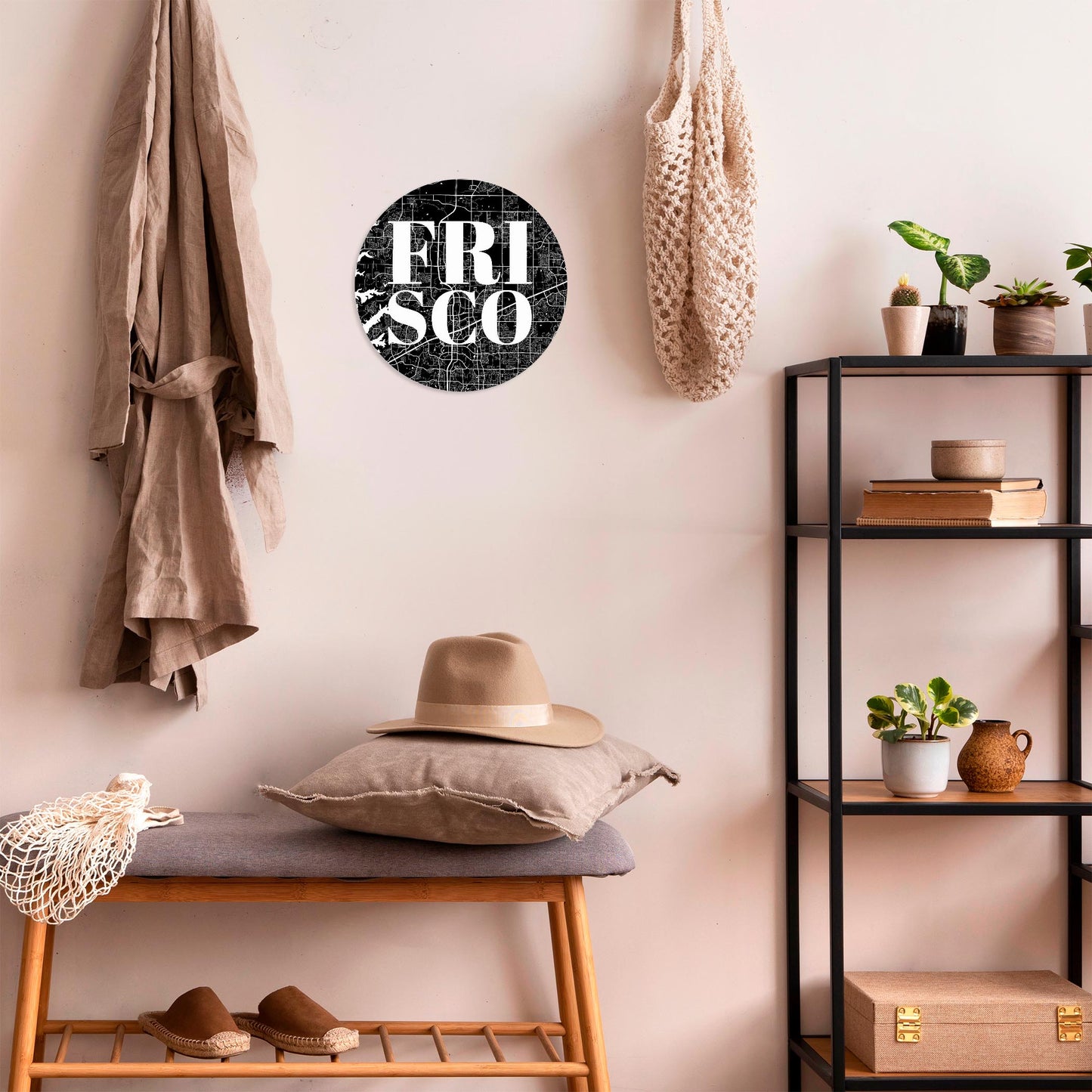 Minimalistic B&W Texas Frisco Map | Wood Sign | Eaches | Min 1