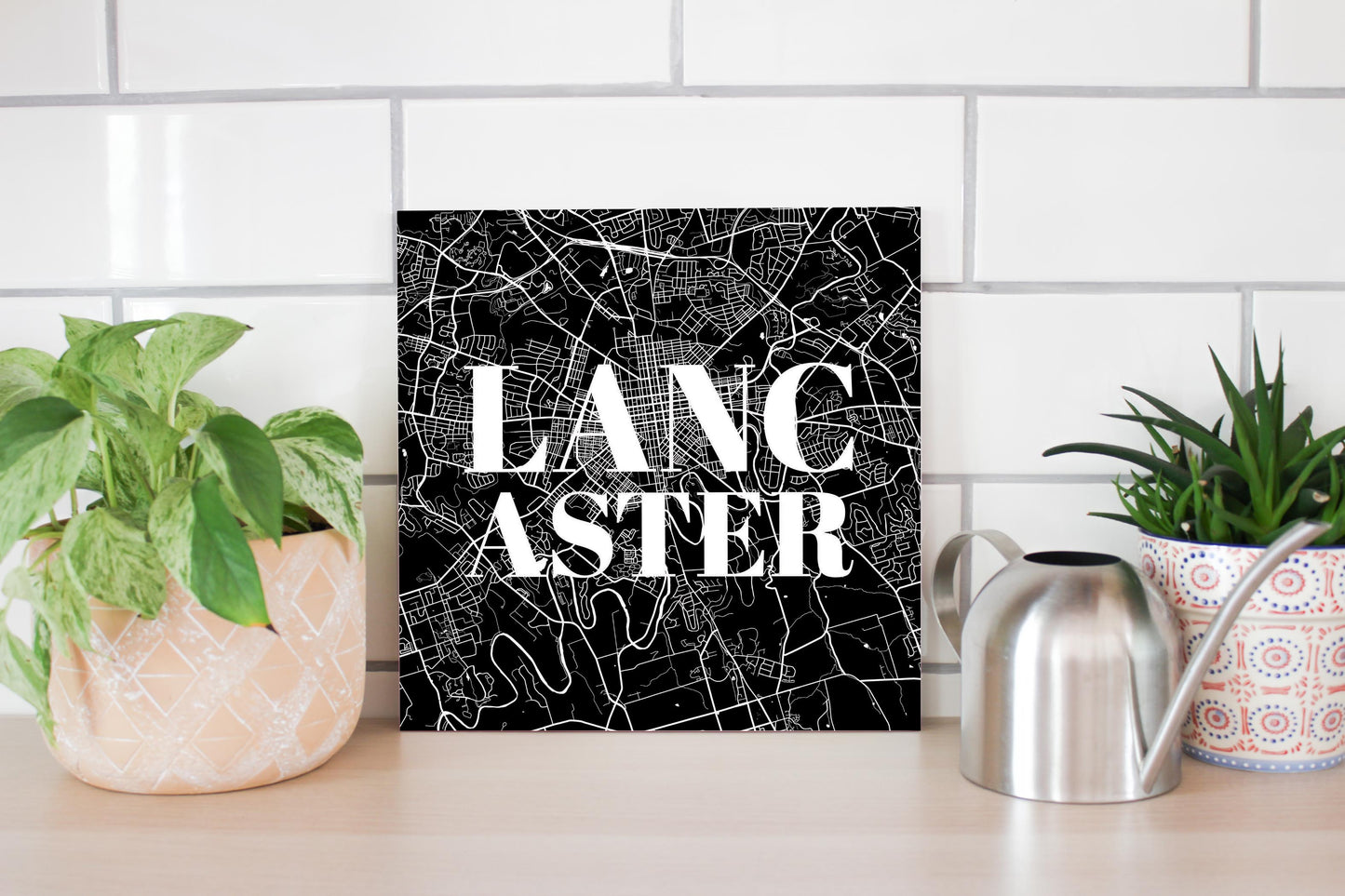 Minimalistic B&W Pennsylvania Lancaster Map | Wood Sign | Eaches | Min 2