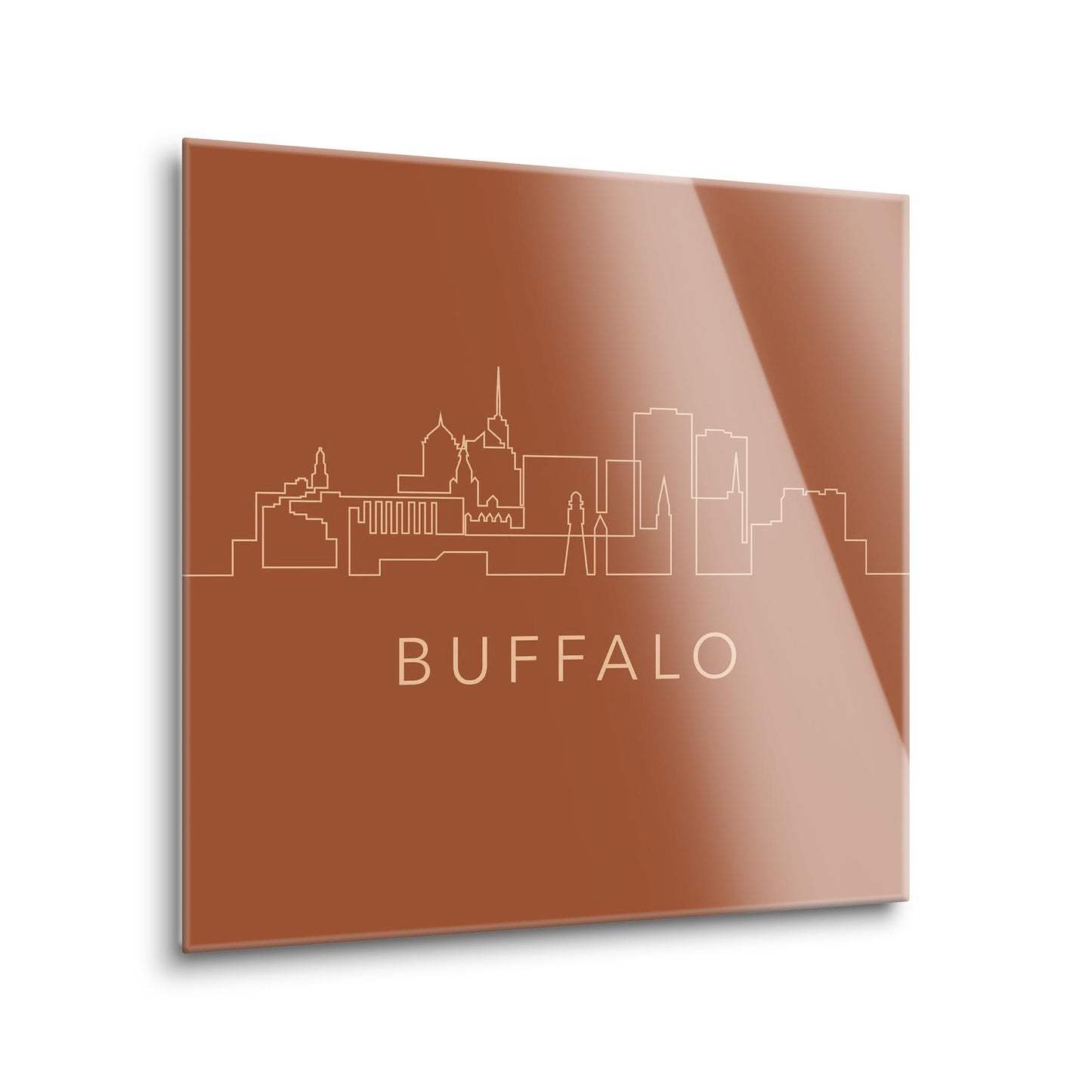 Modern Minimalist New York Buffalo Skyline | Hi-Def Glass Art | Eaches | Min 1