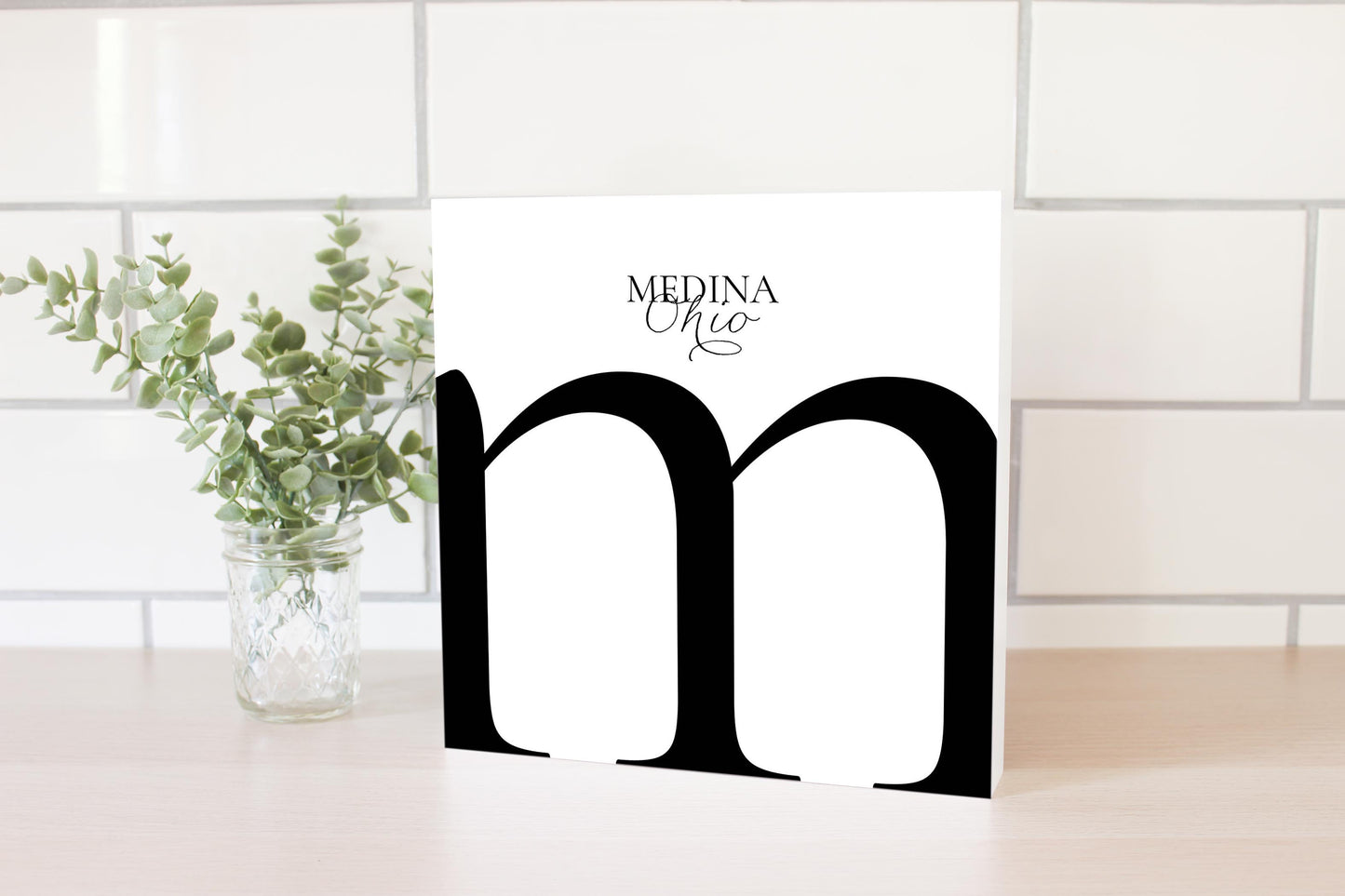 Medina Oh Minimal Monogram | Wood Block | Eaches | Min 2