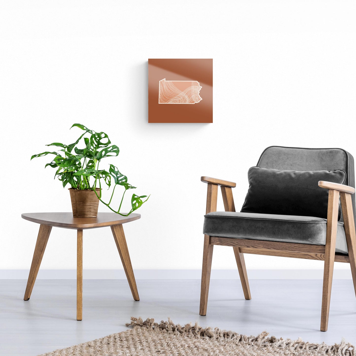 Modern Minimalist Pennsylvania State Lines Dark | Hi-Def Glass Art | Eaches | Min 1