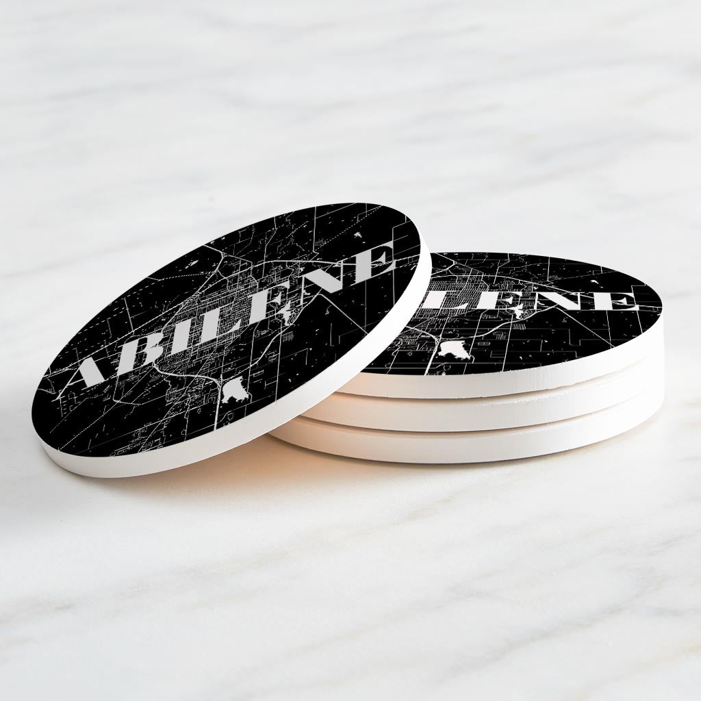 Minimalist B&W Texas Abilene Map| Absorbent Coasters | Set of 4 | Min 2