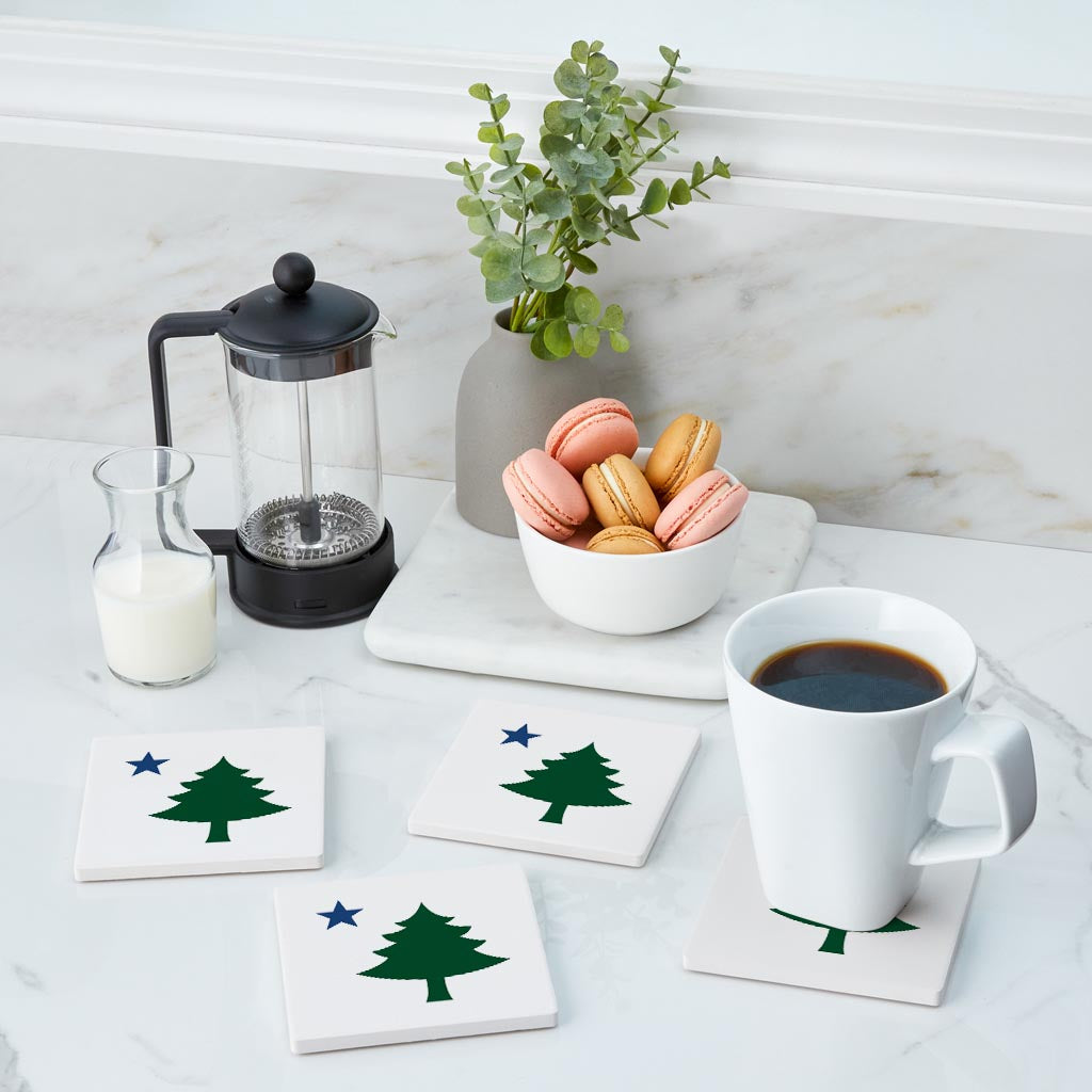 New England Star And Tree | Absorbent Coasters | Set of 4 | Min 2