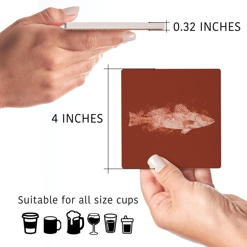Louisiana Colorful Water Color Speckled Trout | Absorbent Coasters | Set of 4 | Min 2
