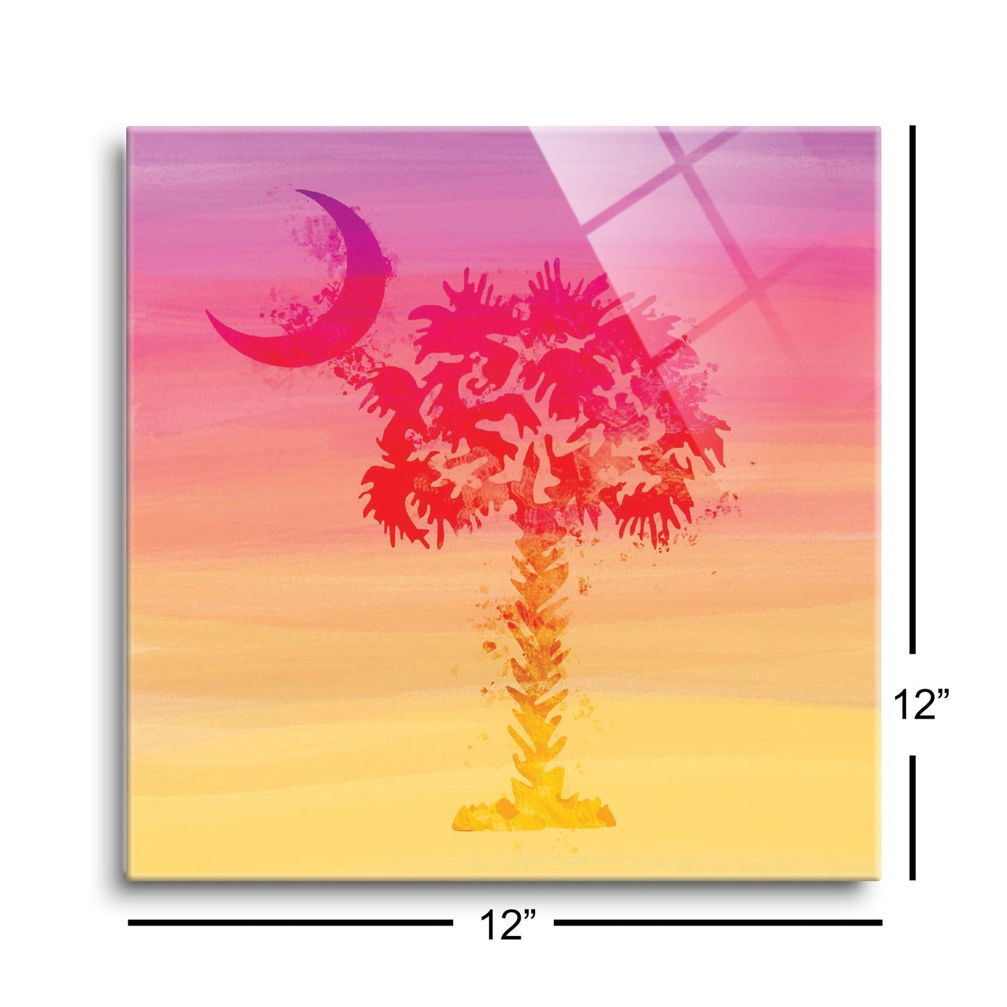 South Carolina Pink Water Color Palm Trees | Hi-Def Glass Art | Eaches | Min 1