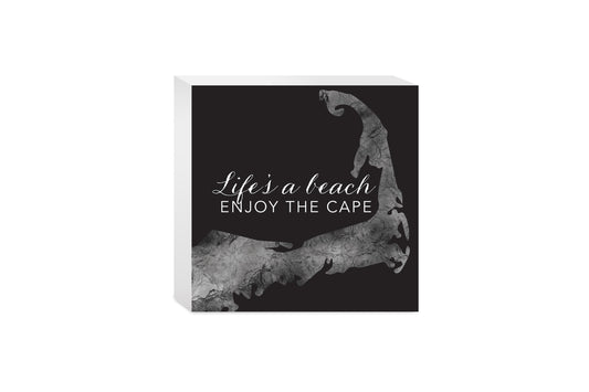 Minimalistic B&W Cape Cod Lifes A Beach| Wood Block | Eaches | Min 4