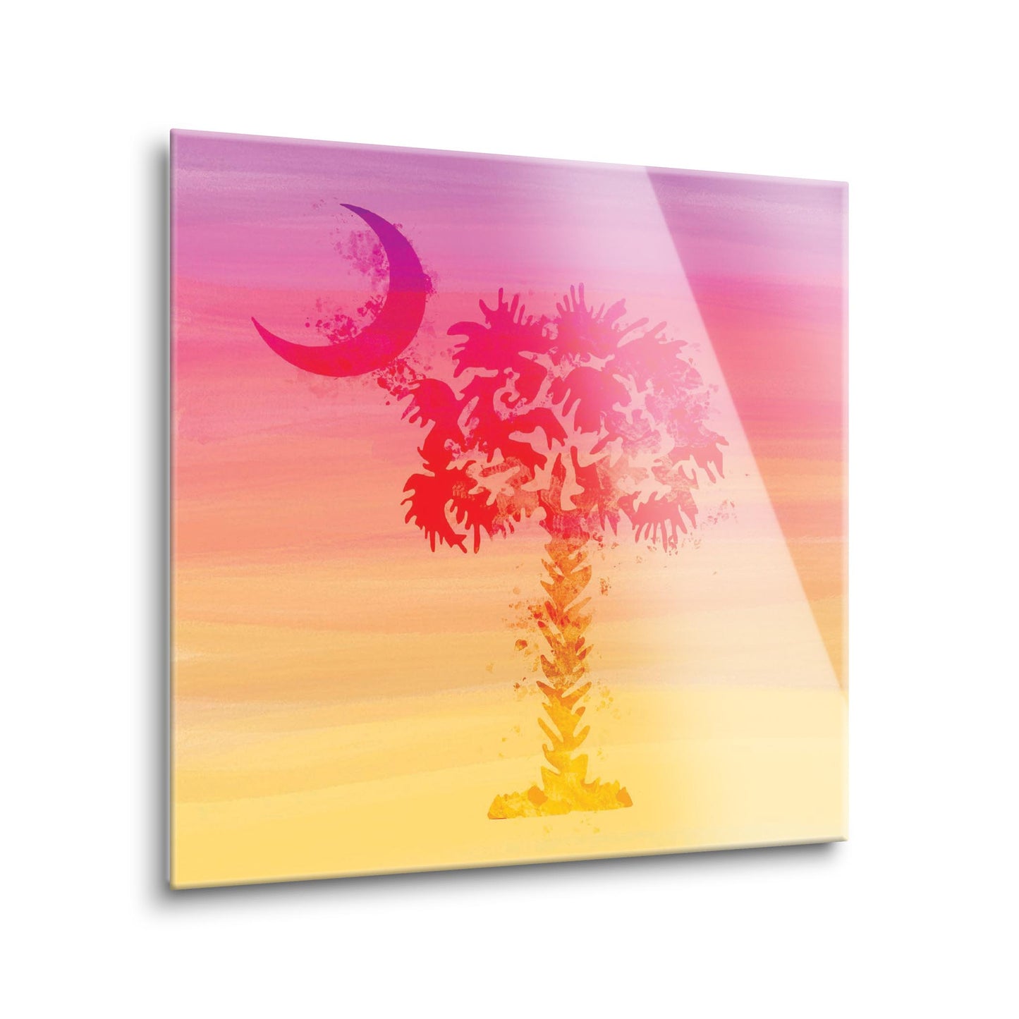 South Carolina Pink Water Color Palm Trees | Hi-Def Glass Art | Eaches | Min 1