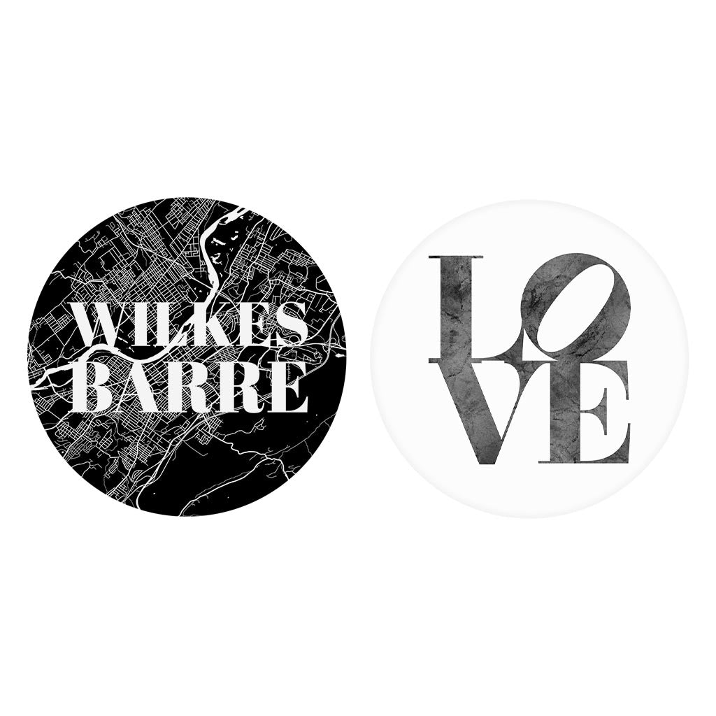 Minimalistic B&W Pennsylvania Wilkes Barre Map Love| Absorbent Car Coasters | Set of 2 | Min 4
