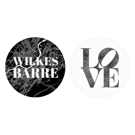 Minimalistic B&W Pennsylvania Wilkes Barre Map Love| Absorbent Car Coasters | Set of 2 | Min 4