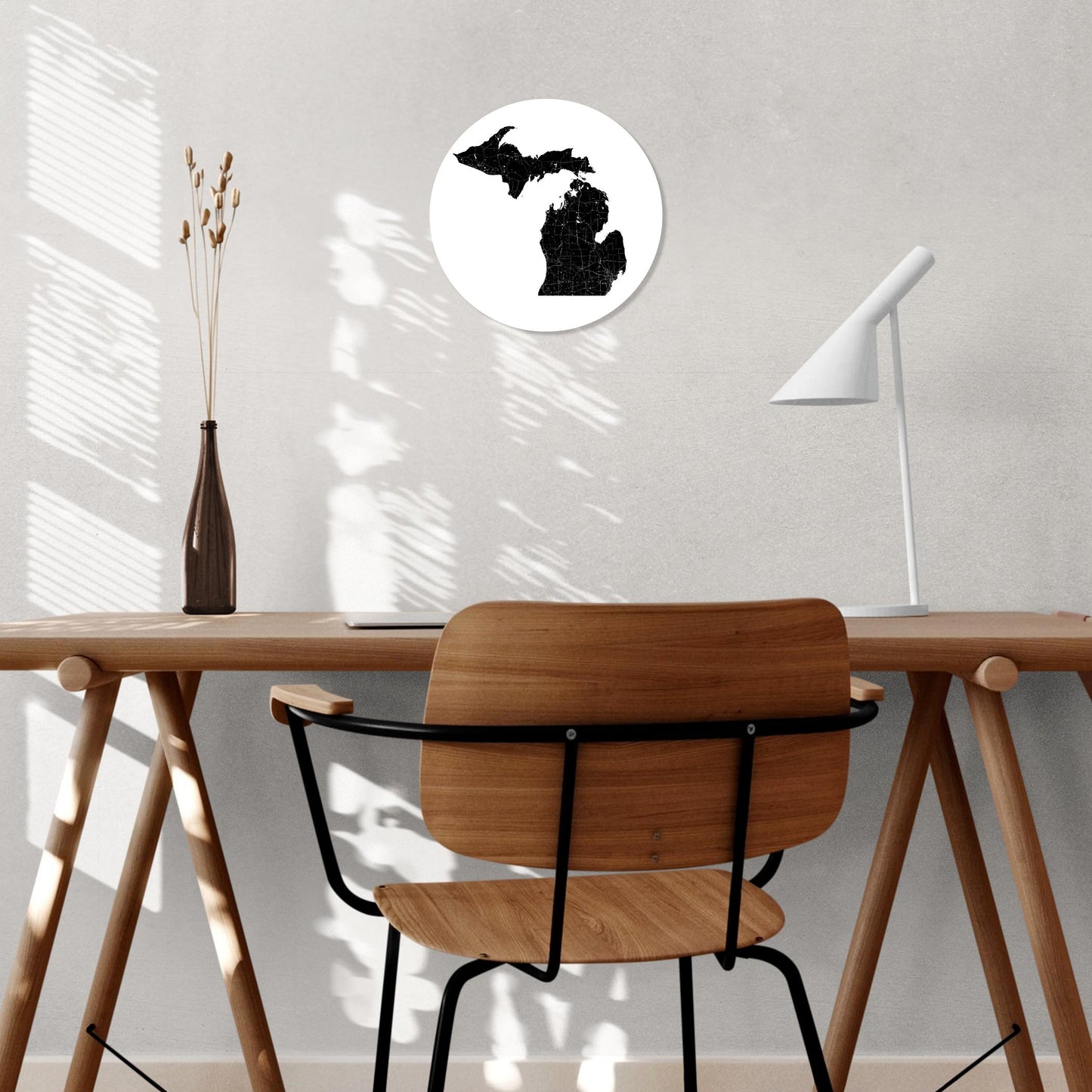 Minimalistic B&W Michigan Map Petoskey Star | Wood Sign | Eaches | Min 1