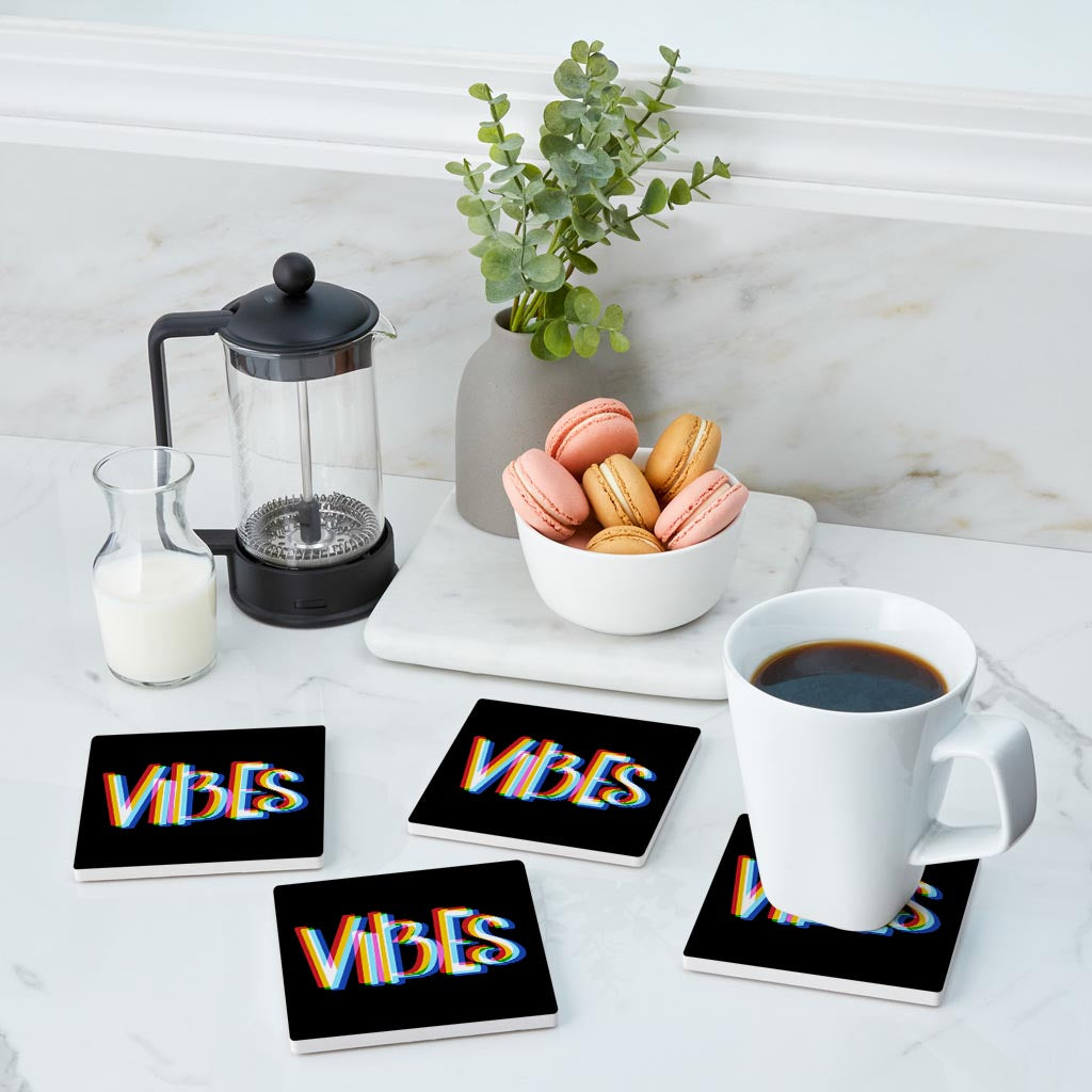 Funky Vibes Illusion In Black| Absorbent Coasters | Set of 4 | Min 2