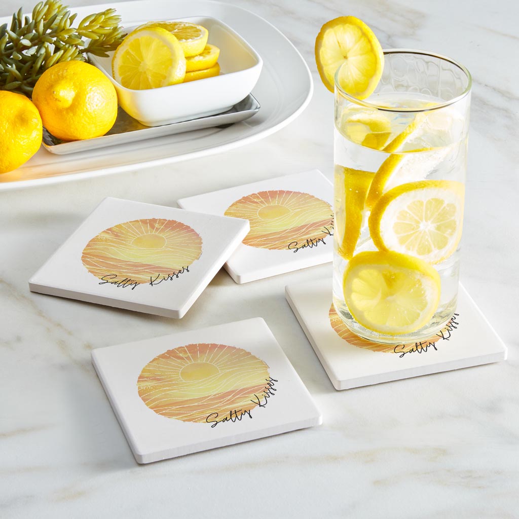 Salty Kisses Orange Art | Absorbent Coasters | Set of 4 | Min 2