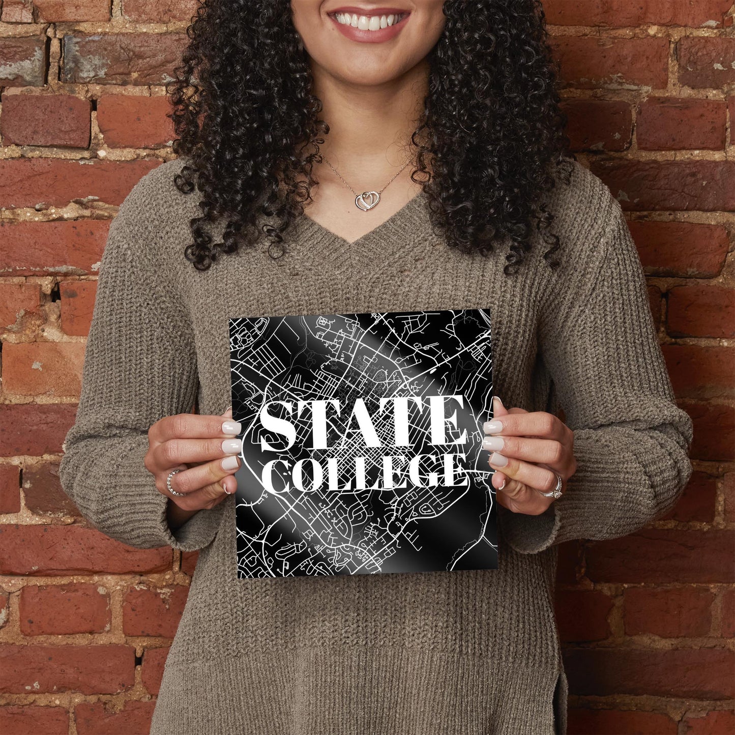 Minimalistic B&W Pennsylvania State College Map | Hi-Def Glass Art | Eaches | Min 2