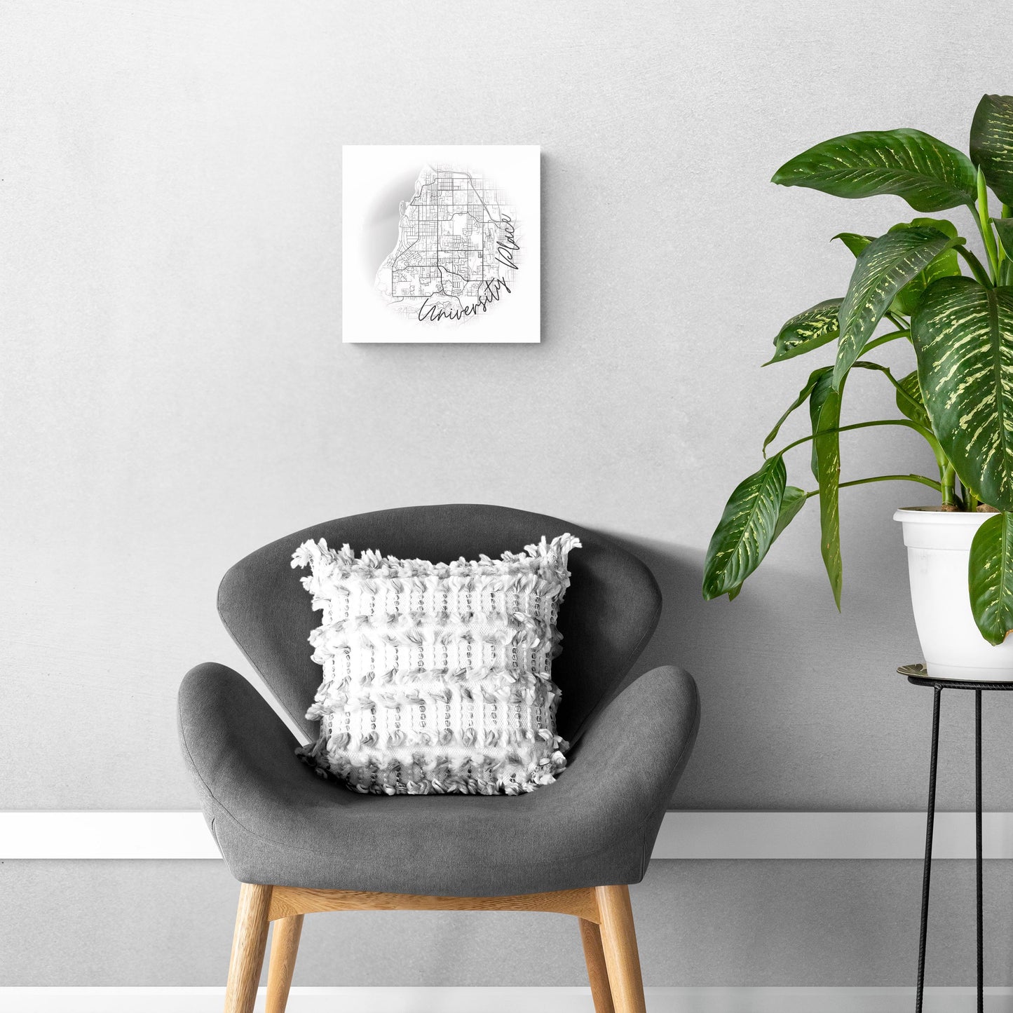 Minimalistic B&W Washington University Place Circle Map | Hi-Def Glass Art | Eaches | Min 1