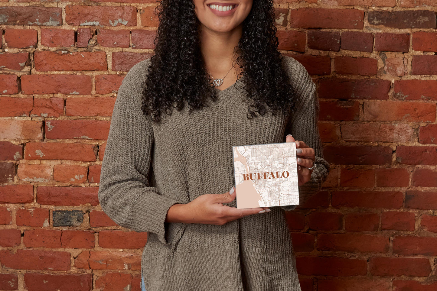 Modern Minimalist New York Buffalo Map | Wood Block | Eaches | Min 4