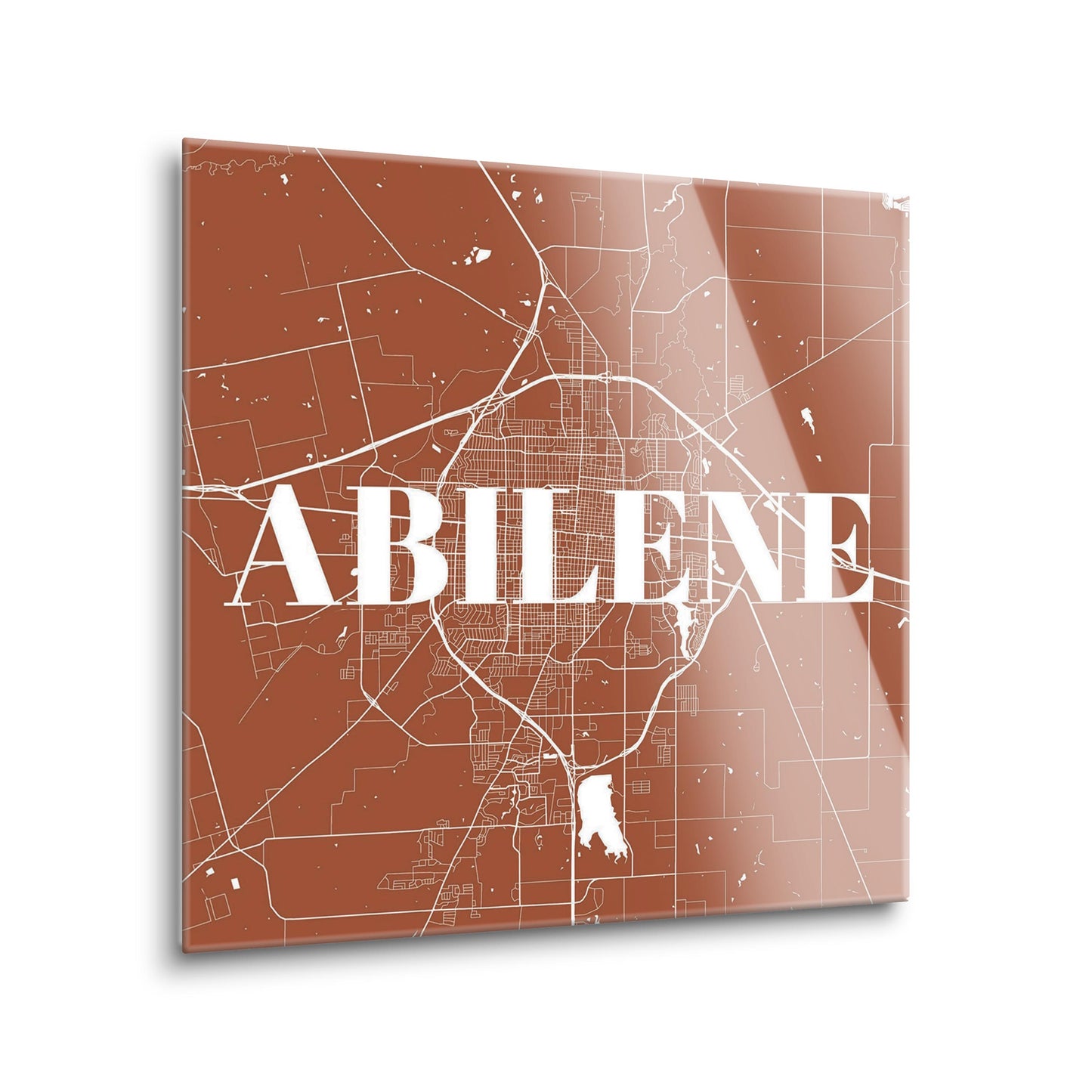 Modern Minimalist Texas Abilene Map | Hi-Def Glass Art | Eaches | Min 2