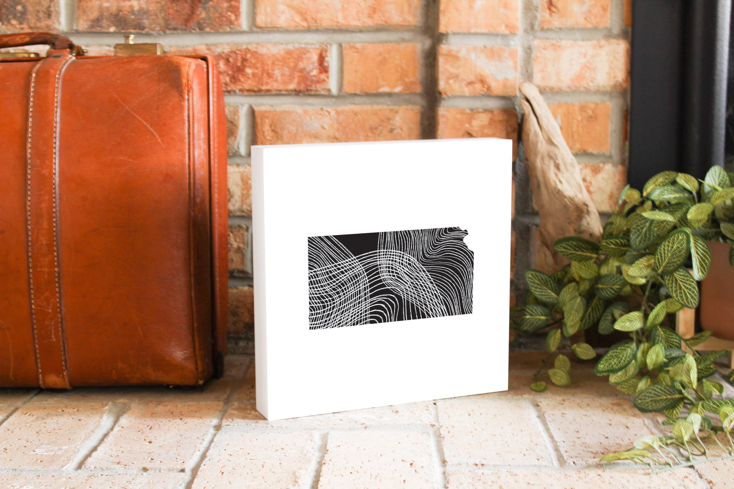 Minimalist B&W Kansas State Shape | Wood Block | Eaches | Min 2