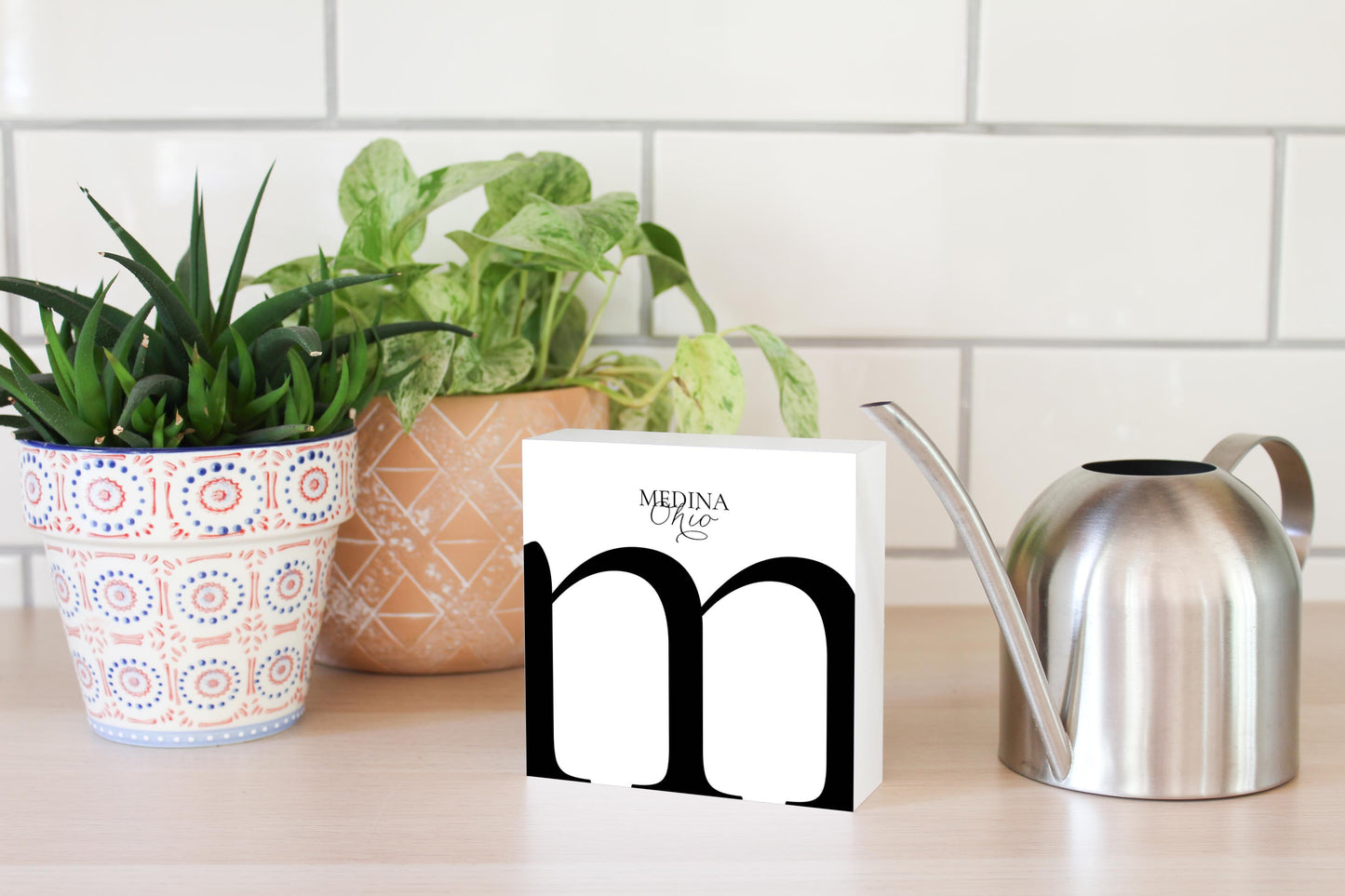 Medina Oh Minimal Monogram | Wood Block | Eaches | Min 4