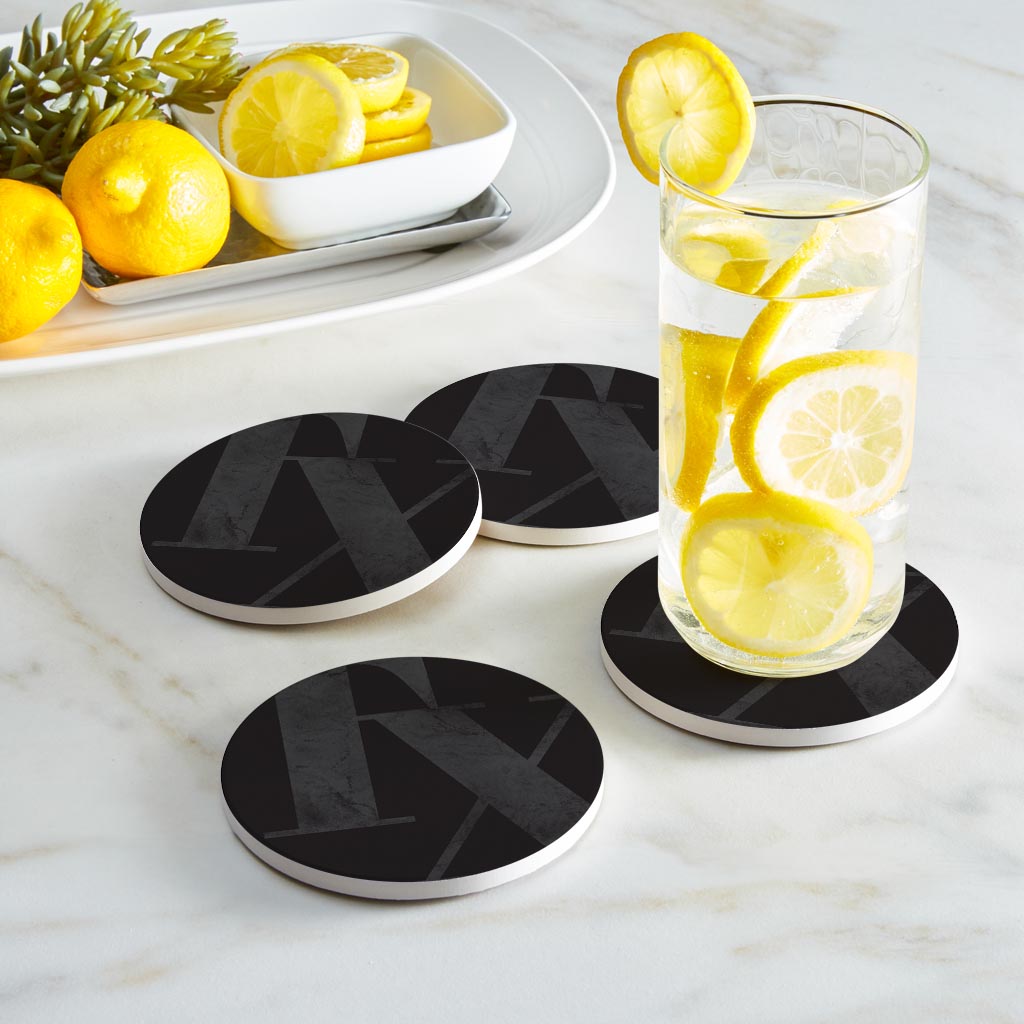 Modern Black Texas Initials | Absorbent Coasters | Set of 4 | Min 2
